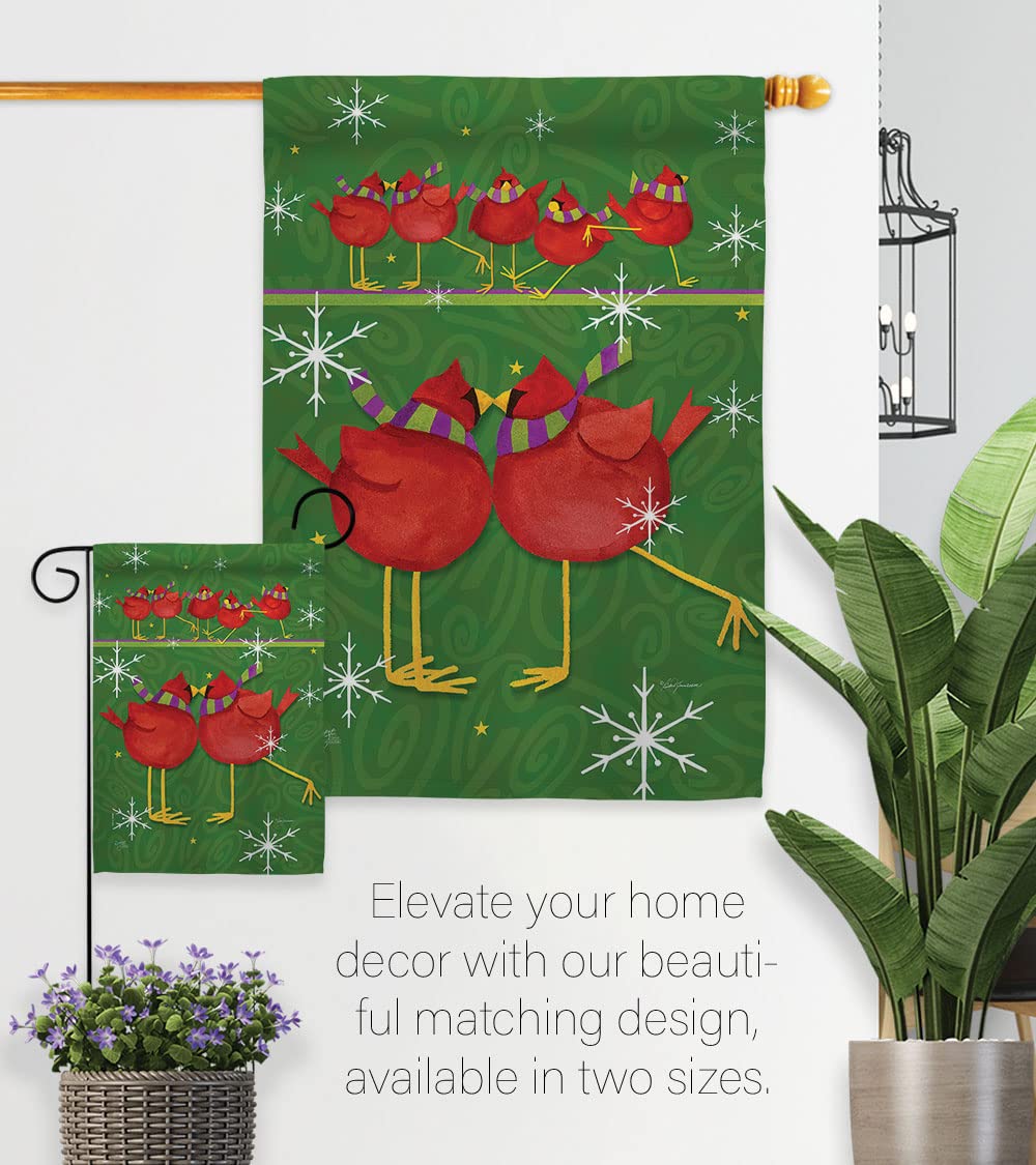 Callin All Cardinals Winter House Flag Set 28x40 - Outdoor Holiday Decor