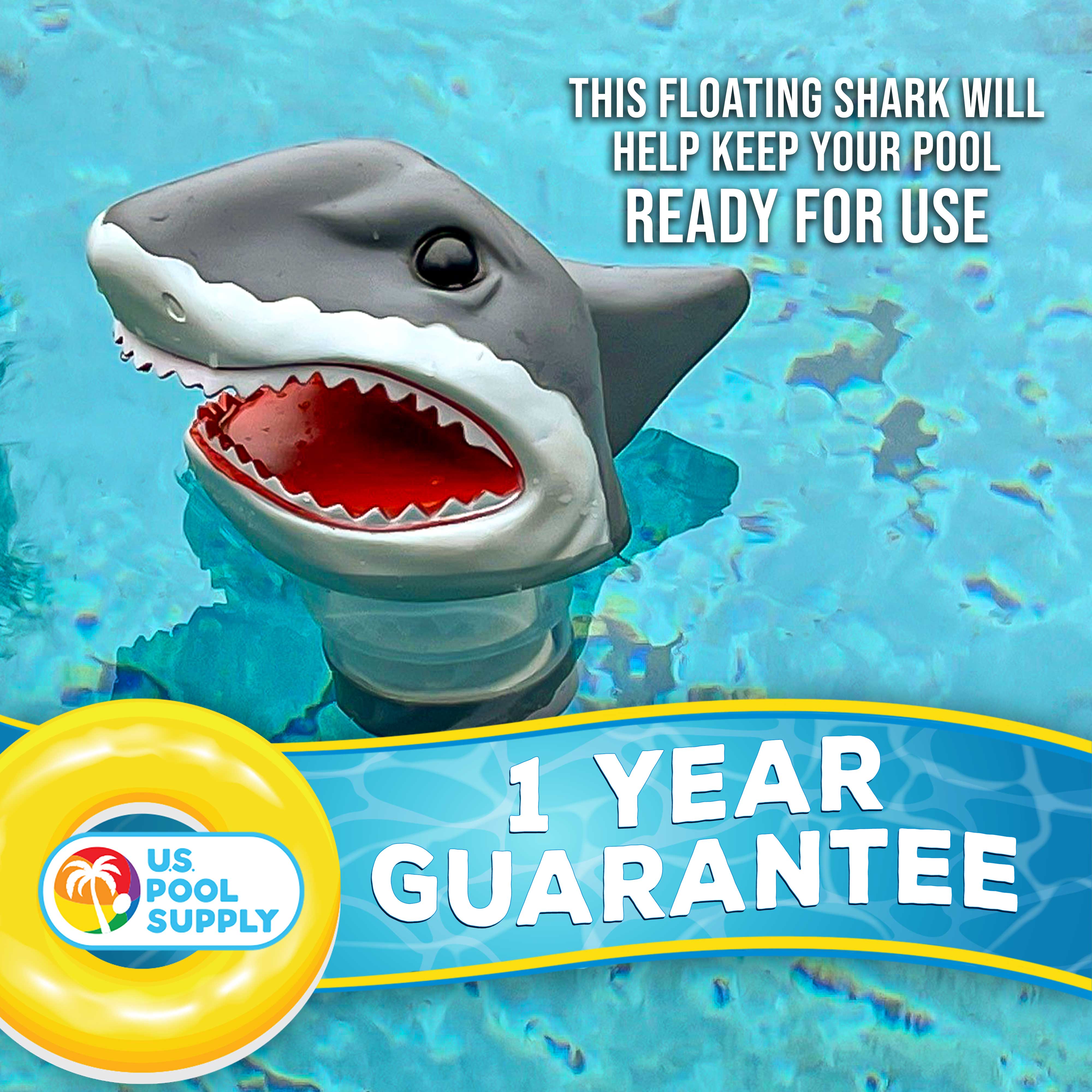 Open Jaws Shark Floating Pool Chlorine Dispenser with Collapsible Base - Holds 3 Chlorine Tablets, Fun Scary Teeth Design for Swimming Pools - Great for Summer Pool Parties & Backyard Decor