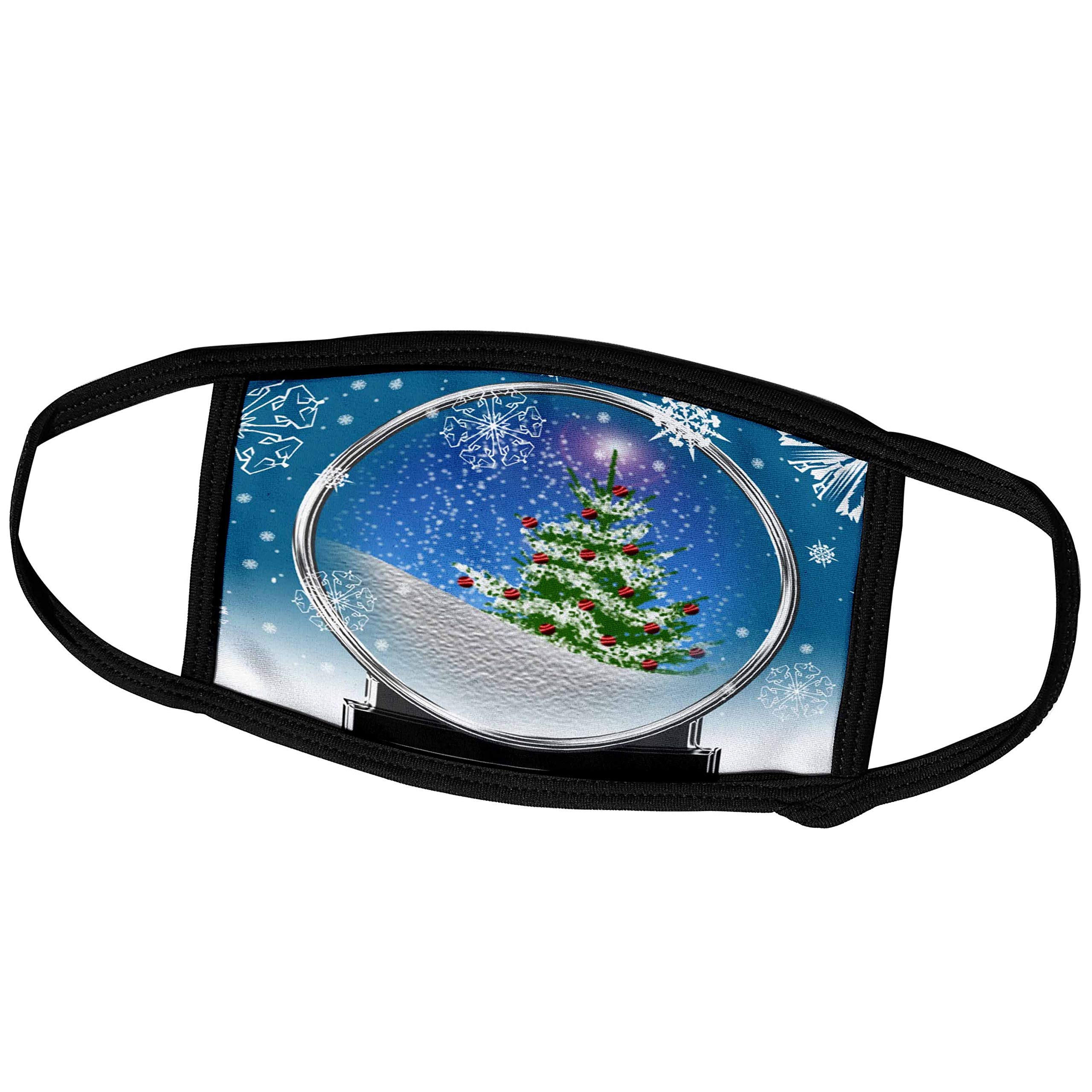 3D Rose TDSwhite Christmas Tree Snow Globe Face Masks - Festive Holiday Design for Xmas Parties & Winter Celebrations - Perfect for Christmas Gifts, Office Parties & Family Gatherings