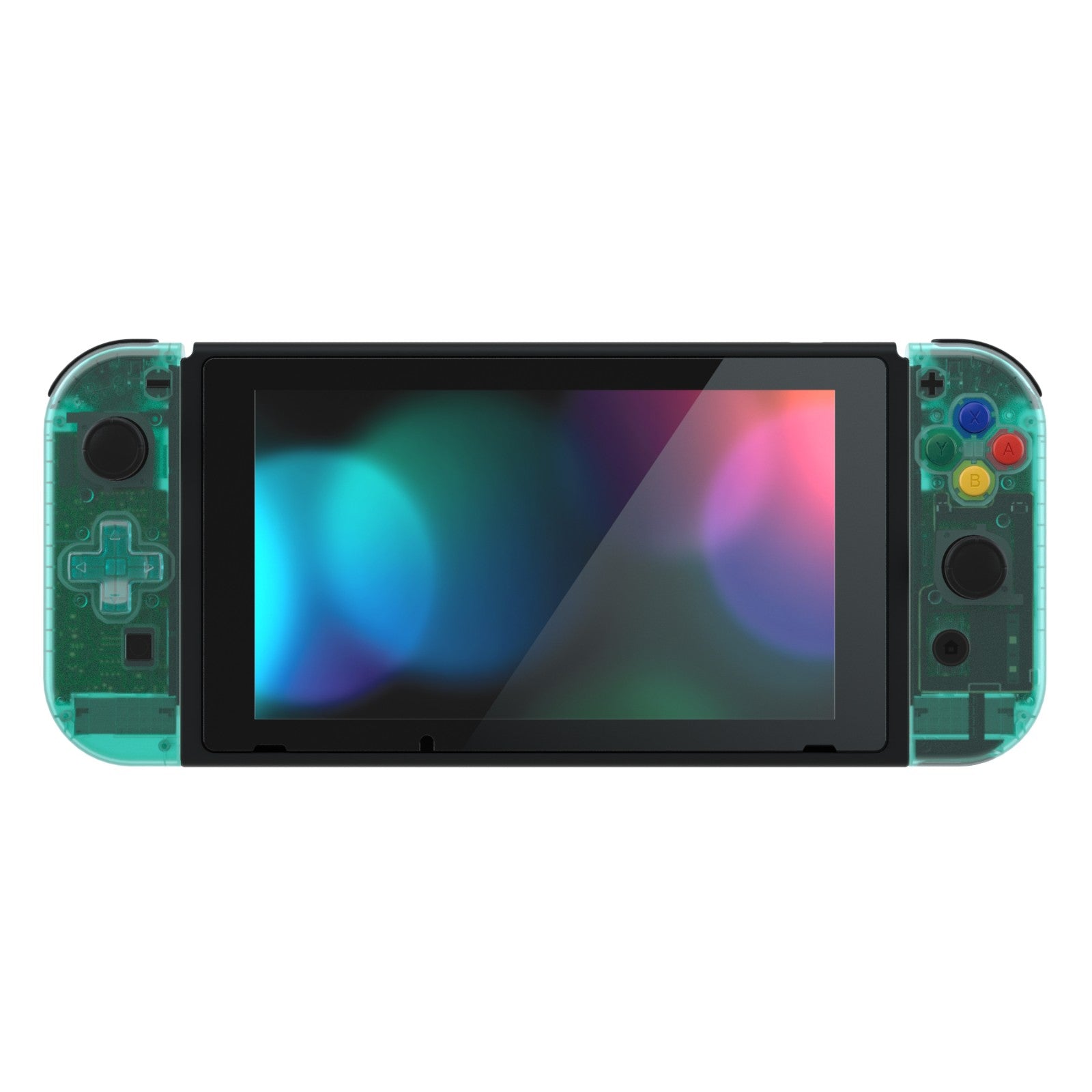 eXtremeRate Dpad Version Replacement Shell Case with Buttons for Nintendo Switch Joy-Con (Emerald Green) - Full Set DIY Kit for Gaming Enthusiasts & Custom Modders