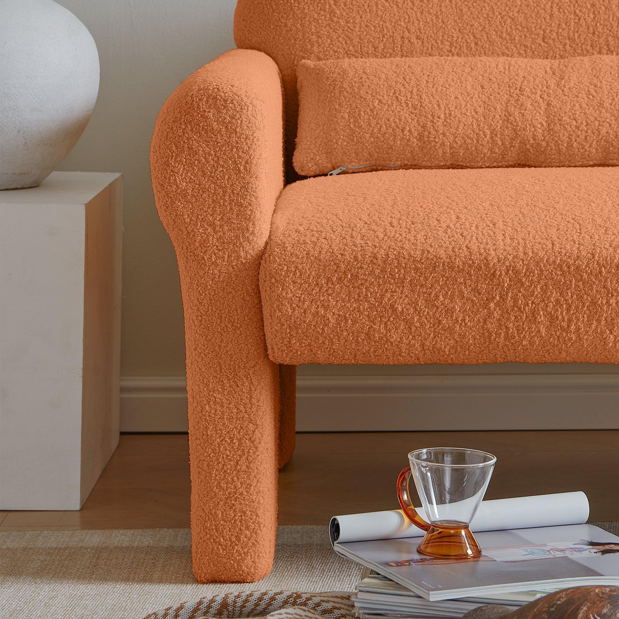 Modern Lambs Wool Fabric Loveseat Sofa for Living Room - Cozy 2-Seater Couch with Soft Upholstery | Perfect for Small Spaces, Apartments & Cozy Home Decor