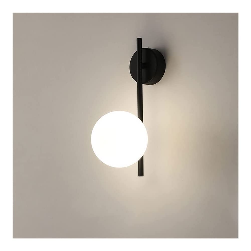 Modern Glass Ball Wall Sconce Lighting - G9 Bulb Wall Lamp with Metal Iron Frame for Living Room, Bedroom & Indoor Decor (Black) - Perfect for Ambient Lighting and Home Decoration
