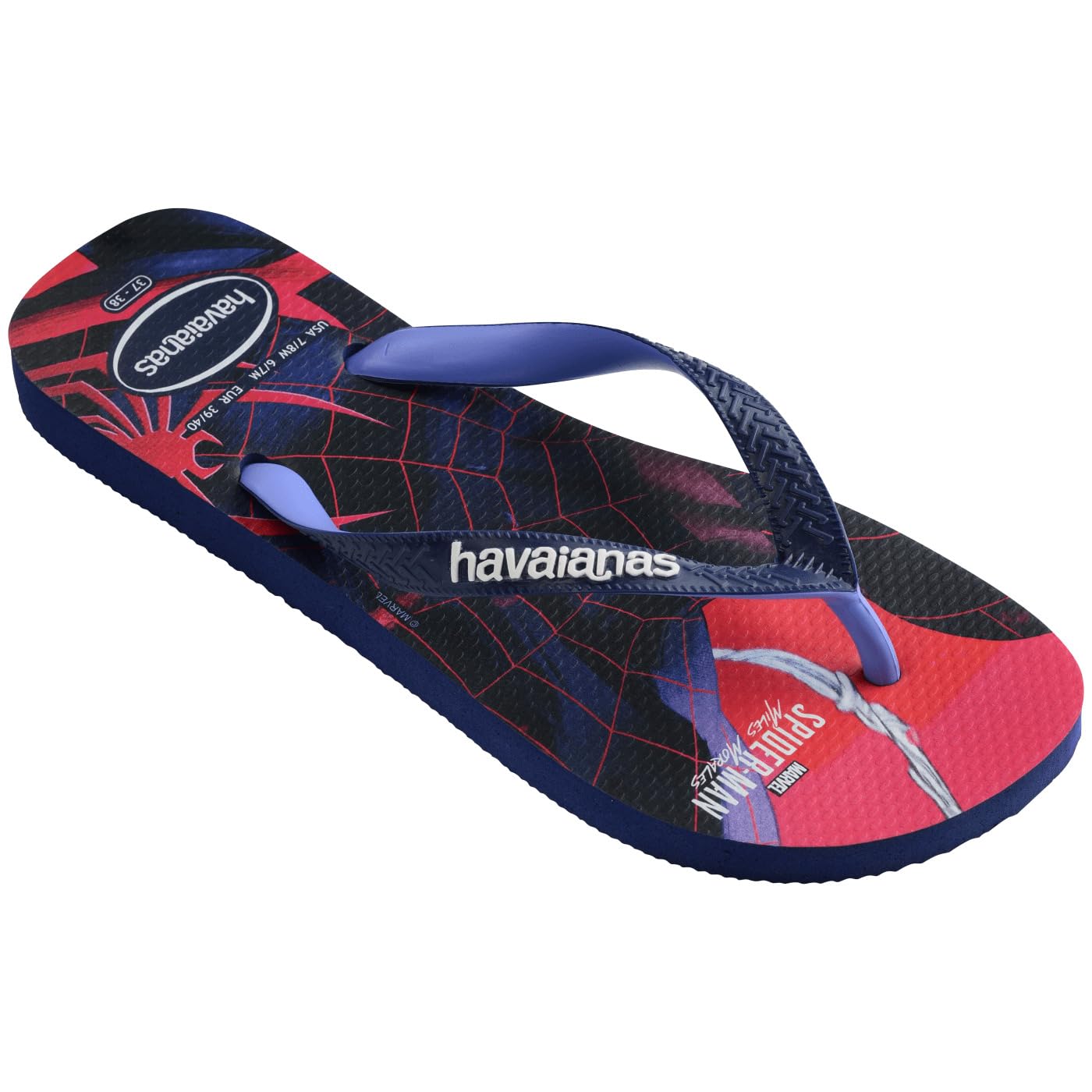 Havaianas Kids Marvel Spiderman Flip Flops Sandals - Navy Blue/Provence Blue - Size 10C Little Kid - Comfortable Beach & Pool Slides for Boys and Girls
