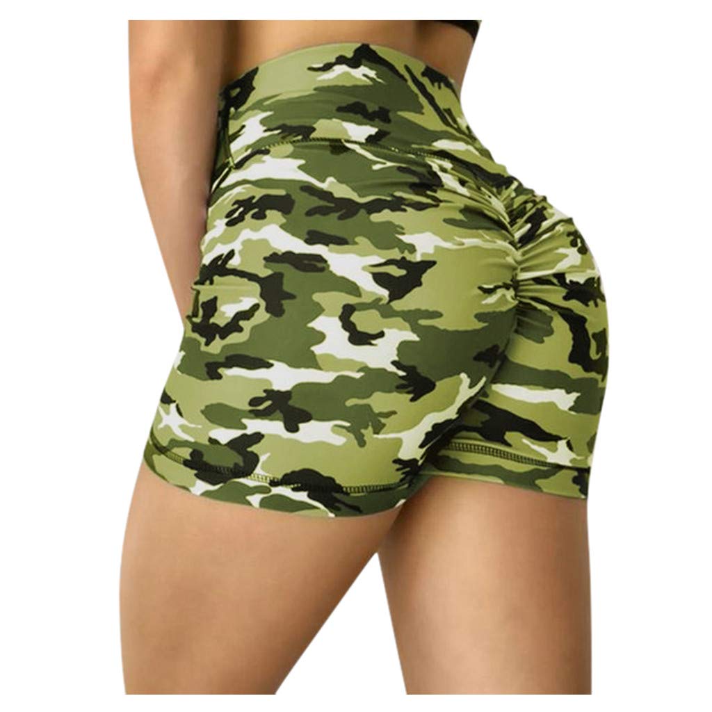 Women's High Waist Camo Yoga Shorts - Gym & Running Workout