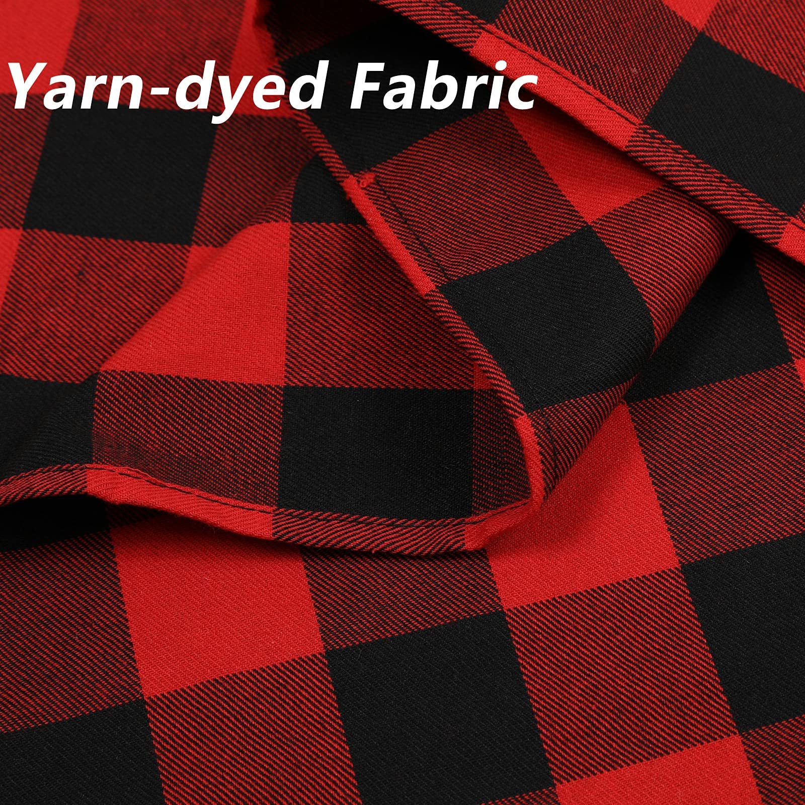 Buffalo Plaid French Door Curtains - 54x72 Inch Farmhouse Window Drapes with Rod Pocket & Tiebacks (Set of 2 Panels, Red/Black) - Perfect for Front Door, Living Room & Rustic Home Decor