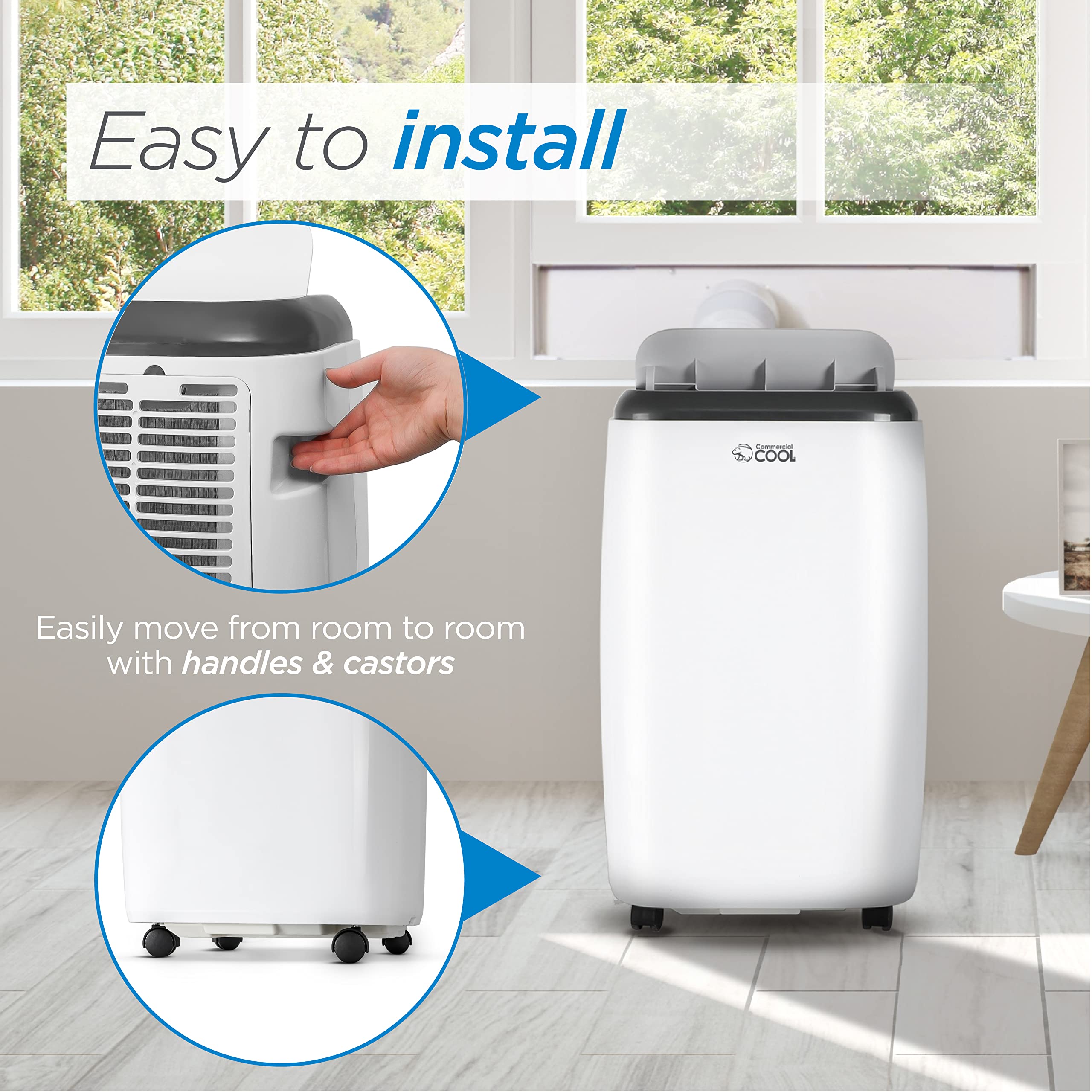 Commercial Cool CPT06WB 10,000 BTU Portable Air Conditioner with Remote Control - White - Perfect for Bedrooms, Offices & Small Spaces