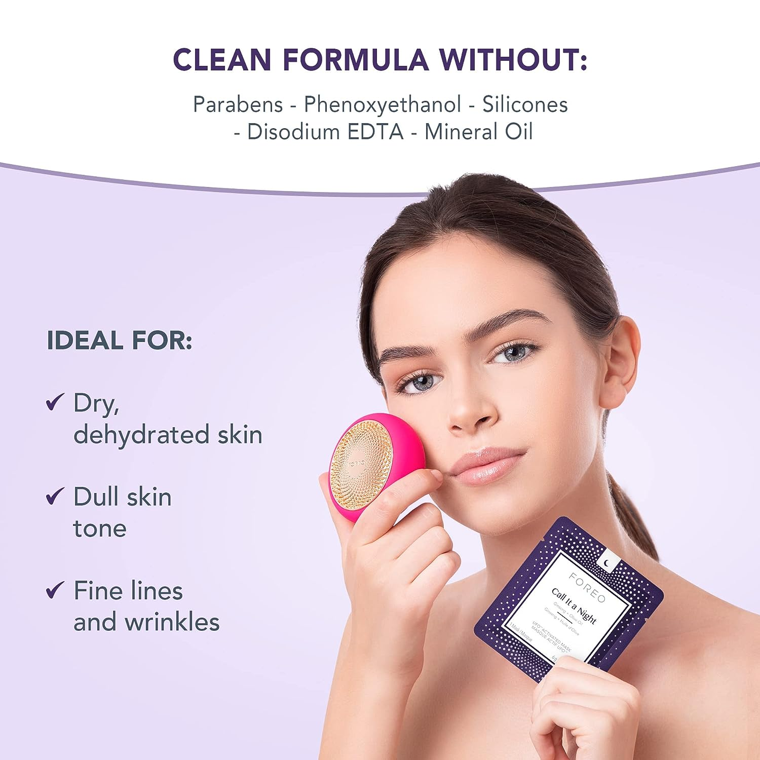 FOREO UFO Smart Facial Mask - Overnight Hydrating & Anti-Aging Treatment for Glowing Skin | Perfect for Nighttime Skincare Routine & Spa-Like Relaxation at Home
