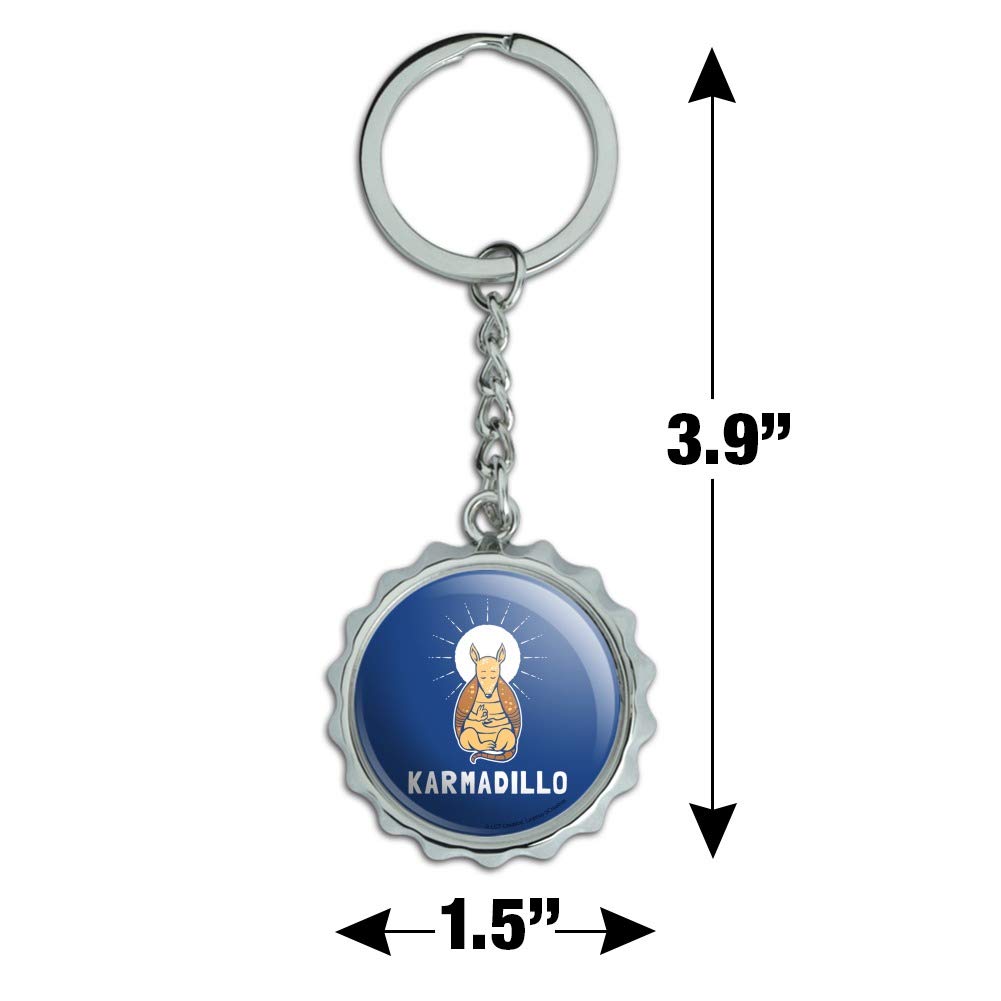 Funny Armadillo Keychain - Chrome Plated Metal Bottle Opener with Pop Cap - Perfect for Gifts, Parties, and Everyday Use