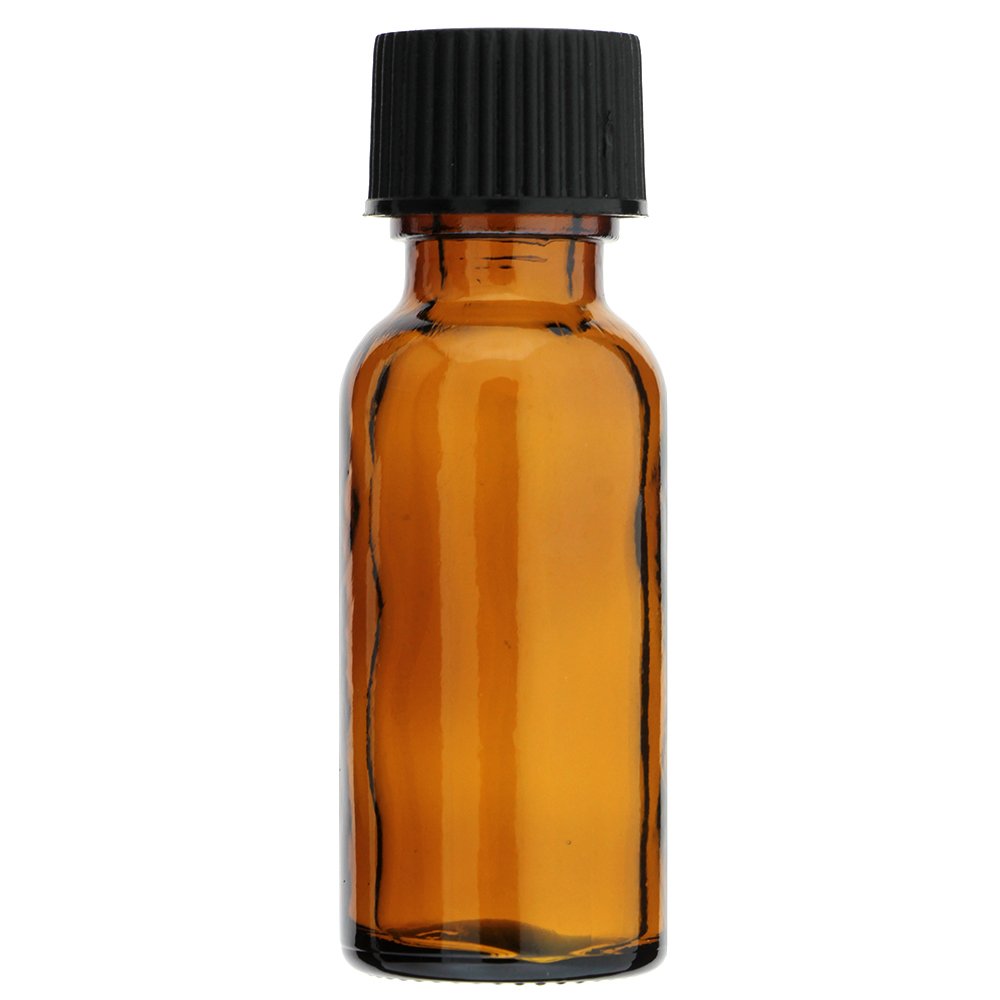 6 Pack 1 oz (30 ml) Boston Round Amber Glass Bottles with Black Poly Cone Lined Caps - Essential Oil, CBD, Tincture & DIY Craft Storage Solution