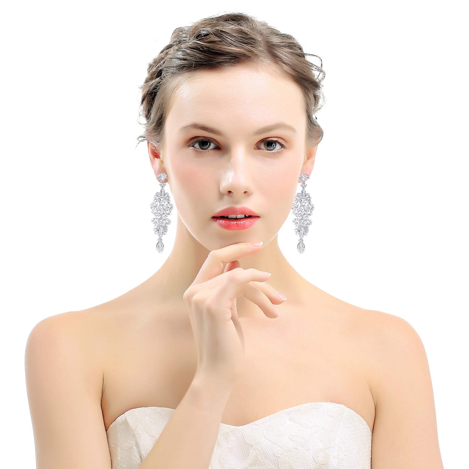Mecresh Gold & Silver Rhinestone Chandelier Wedding Earrings – Elegant Bridal Dangle Earrings for Bride, Bridesmaid, Prom, Party & Special Occasions