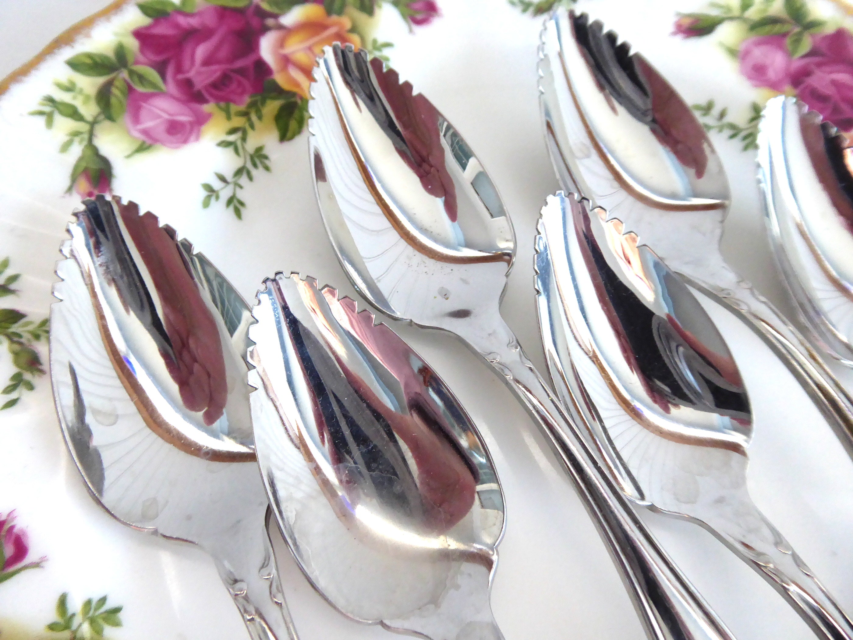 Vintage Oneida Community Chatelaine Stainless Steel Grapefruit Spoons - Set of 6 (1960s) - Perfect for Citrus Fruits, Desserts & Elegant Table Settings