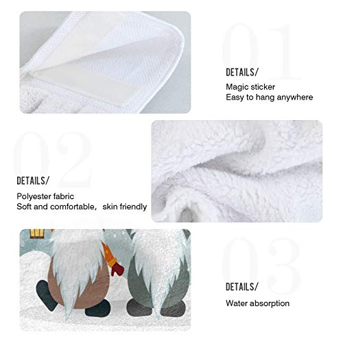 Christmas Gnomes Kitchen Hand Towels 2PCS - Absorbent Holiday Dishcloths with Loop, Soft 12x17 Inch Winter Decor for Bathroom, Guestroom & Hotel - Perfect for Holiday Decorations and Gift Giving