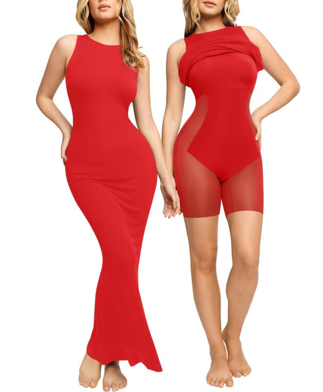 Popilush Women's Bodycon Maxi Dress - Sleeveless Long Tank Dress with Zipper for Wedding Guest, Party & Evening Wear - Elegant Formal Dress for Special Occasions