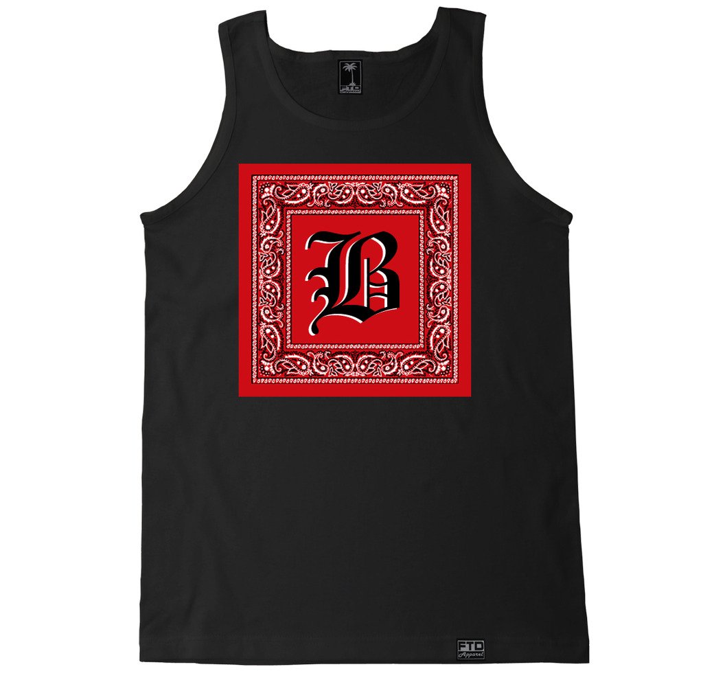 FTD Apparel Men's Red Bandana Print Muscle Tank Top - Soft Breathable Cotton for Summer, Concerts, and Casual Streetwear