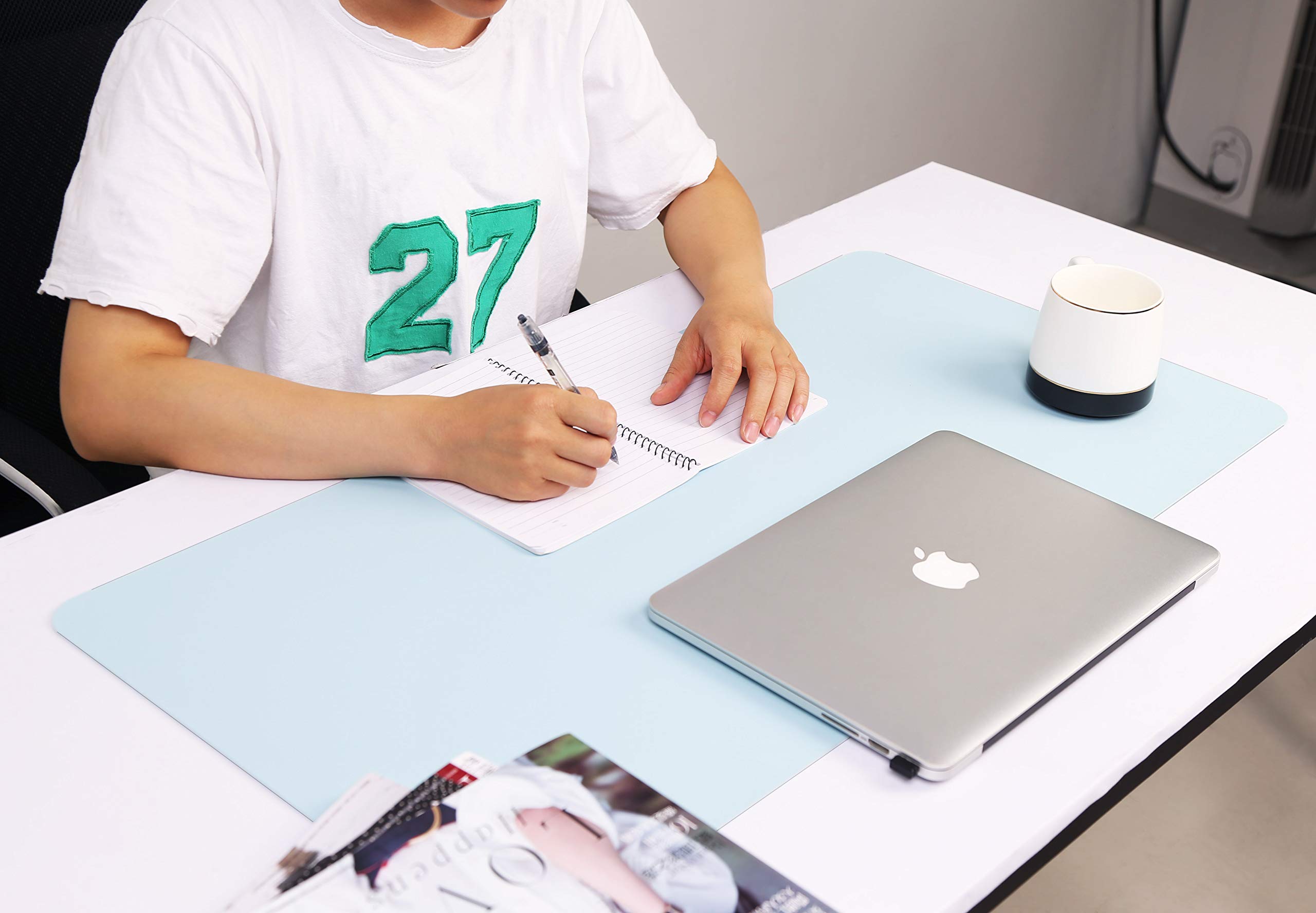 Premium Non-Slip Leather Desk Mat - Waterproof PVC Mouse Pad & Laptop Writing Surface (35.4
