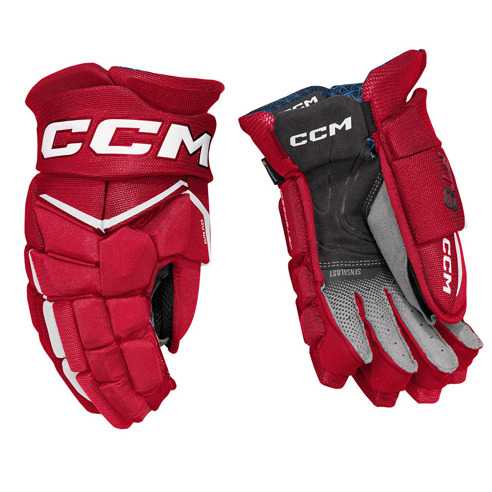 CCM Jetspeed FT8 Senior Ice Hockey Gloves - Protective Hockey Gear for Men & Women - Perfect for Games, Practices & Competitive Play