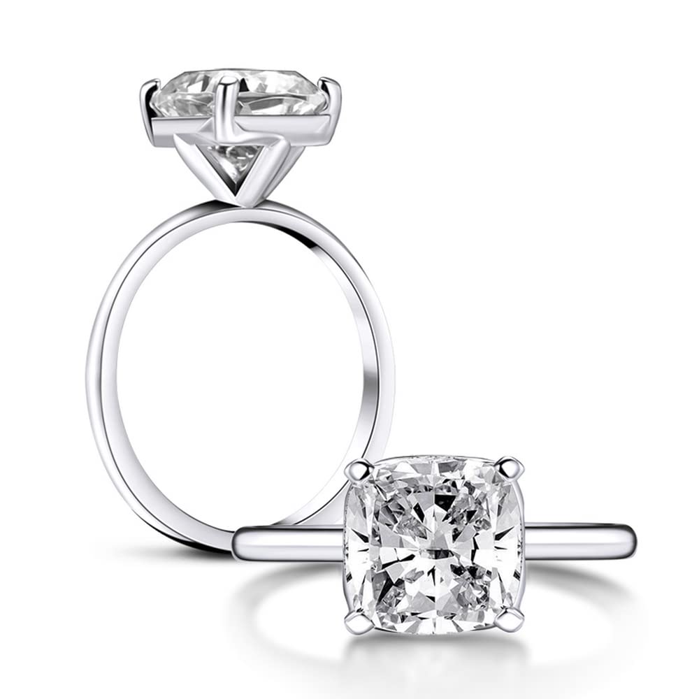 3 Carat Moissanite Engagement Ring for Women - 3ct D Color VVS1 Simulated Diamond Wedding Band - Sterling Silver Plated with 18K White Gold - Perfect for Proposals, Anniversaries & Special Occasions