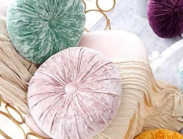 Luxury Crushed Velvet Round Pillow - Soft Decorative Throw Cushion for Sofa, Bed & Home Decor - Final Sale - Perfect for Living Room, Bedroom & Nursery Accents
