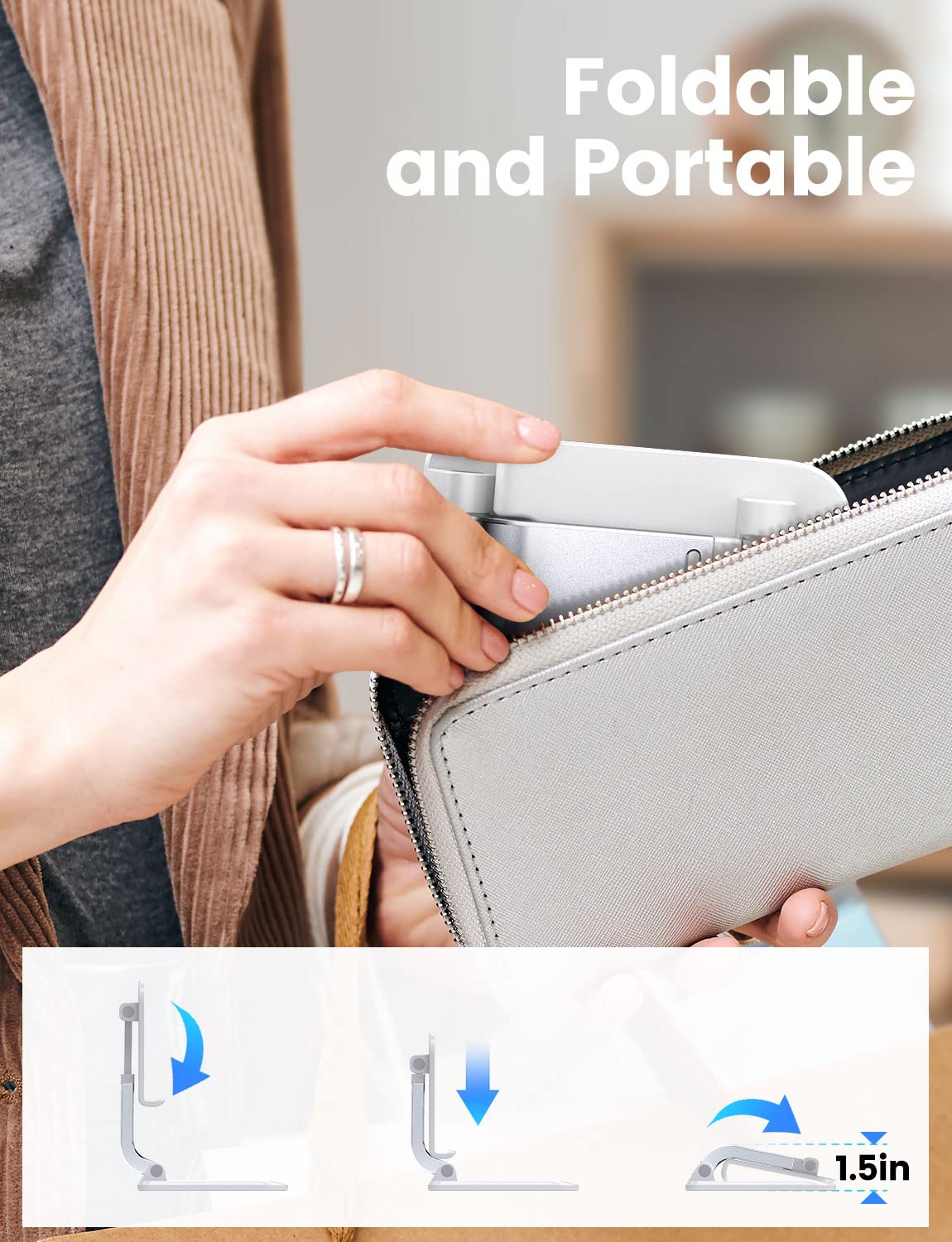 Adjustable Phone Stand for Desk - Universal Phone Holder for iPhone, iPad & Tablets 4
