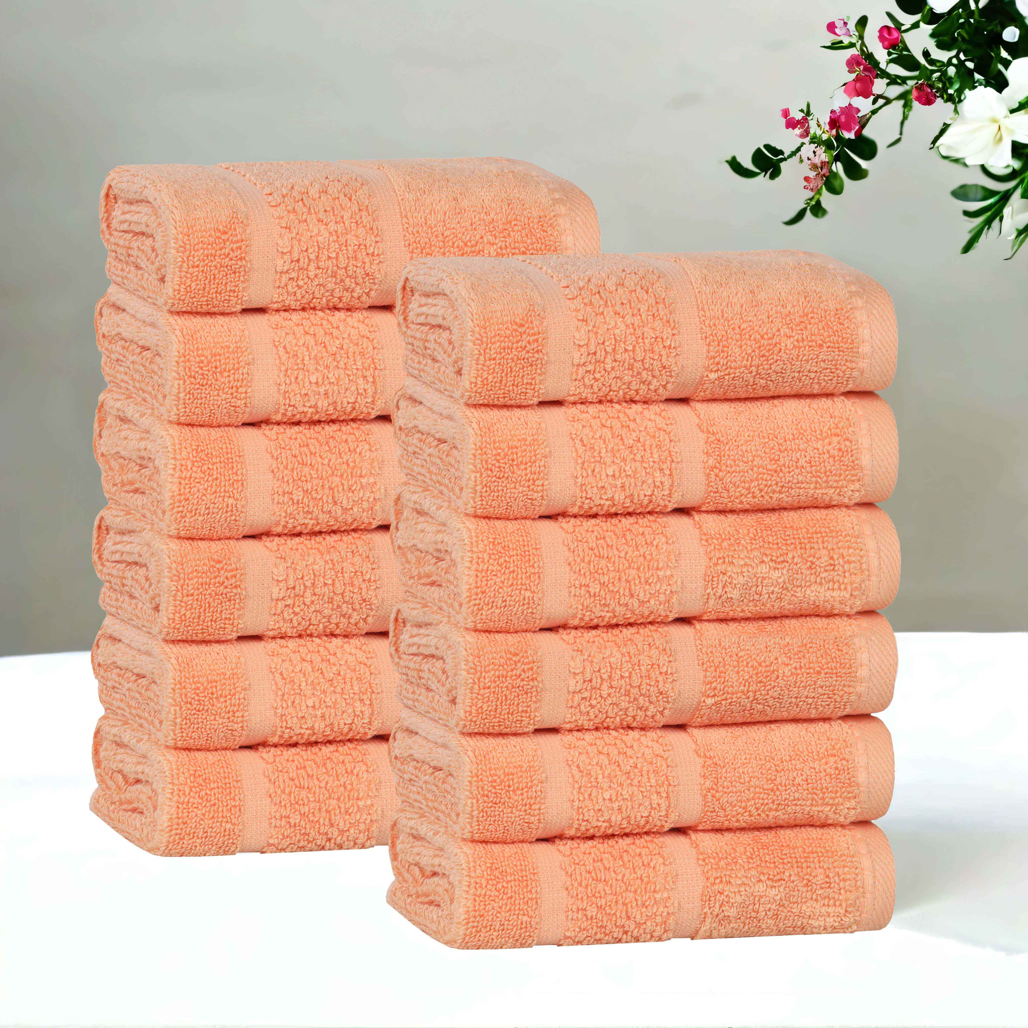 Premium 12-Pack Mile Smart Twist Cotton Medium Weight Face Towels | Soft & Absorbent Bath Towels for Spa, Gym & Travel | Solid Color Home Essentials