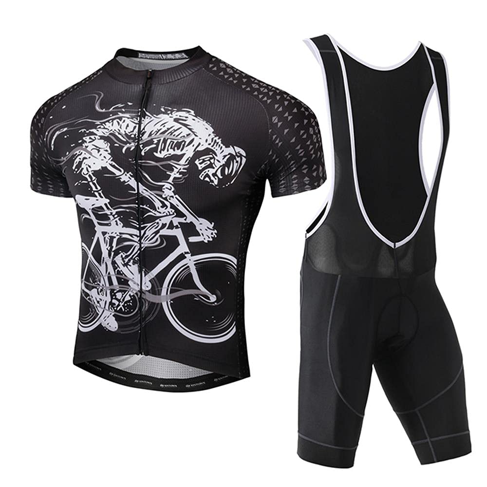 SUDUSUDO Men's Cycling Jersey & Bib Shorts Set - Breathable Bike Shirt with 20D Gel Padding for Road & Mountain Biking - Perfect for Training, Racing & Outdoor Cycling