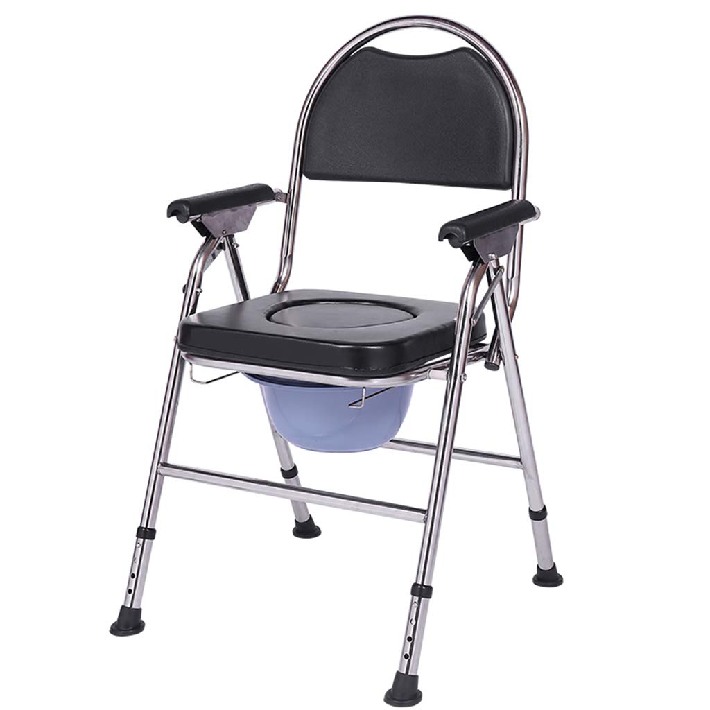 Non-Slip Portable Toilet Bedside Commode Chair - Folding Shower Chair with Safety Stainless Steel Frame - Elderly & Disabled Bathroom Support for Home Care & Hospital Use
