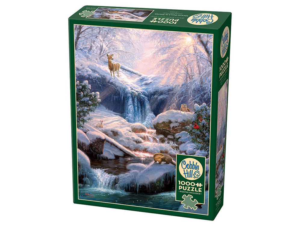 Cobble Hill 1000 Piece Jigsaw Puzzle - Mystic Falls in Winter Landscape - Challenging Adult Puzzle for Relaxation & Home Decor