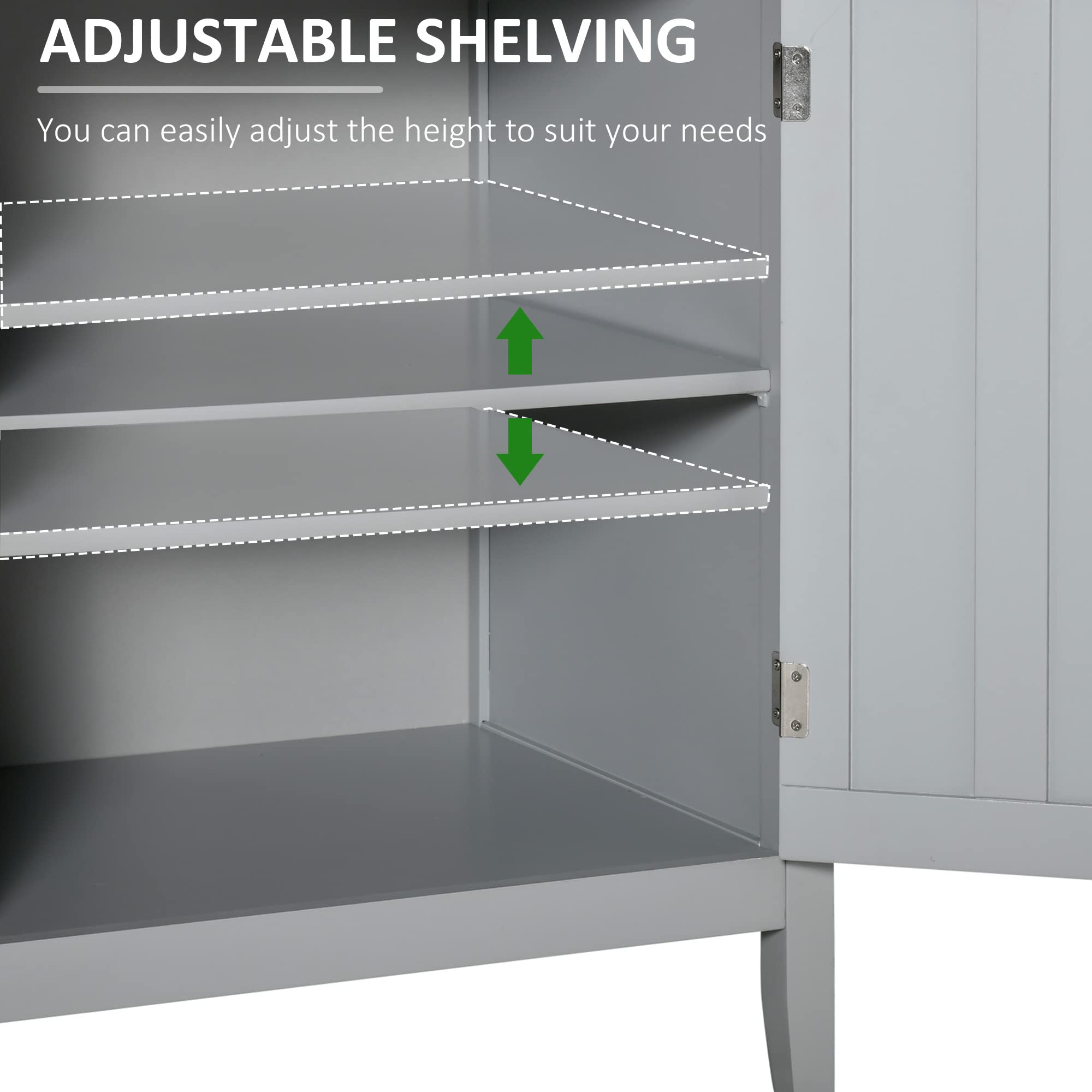 HOMCOM 2-Door Sideboard Buffet Cabinet with Adjustable Shelves - Kitchen Storage, Coffee Bar, Entryway & Living Room Organizer in Gray - Perfect for Dining Room, Home Office & Small Space Storage Solutions