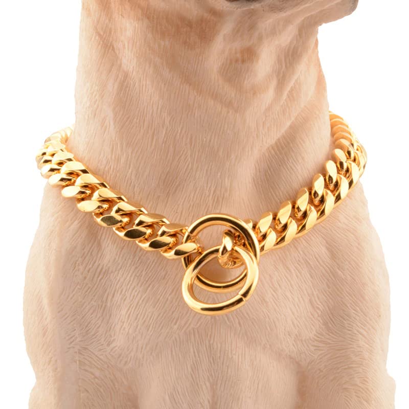 Premium Heavy Duty 5mm Brass Diamond Cut Gold Dog Choke Chain Collar - X-Large 24 Inch Training & Show Swivel Collar for Strong Dogs - Perfect for Obedience Training, Dog Shows & Daily Walks
