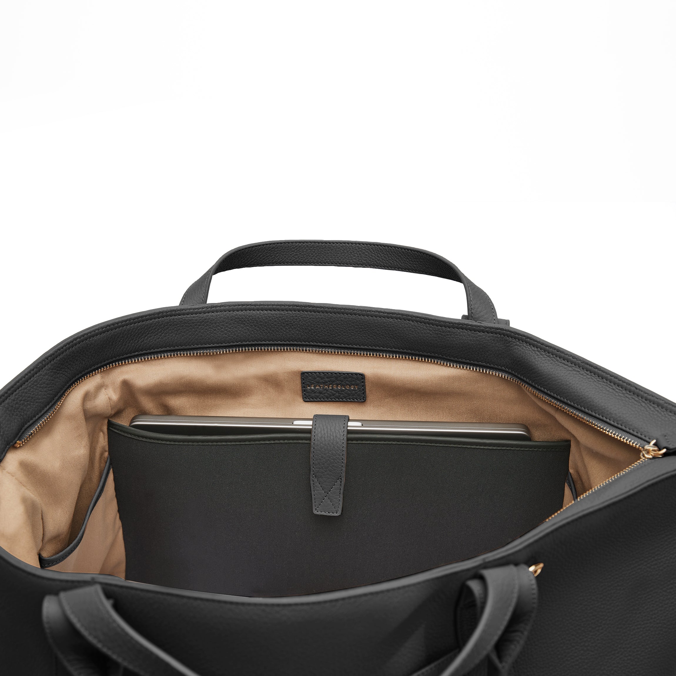 Premium Black Pebble Leather Transit Travel Tote Bag - Stylish Carryall for Work Commute, Gym & Weekend Getaways