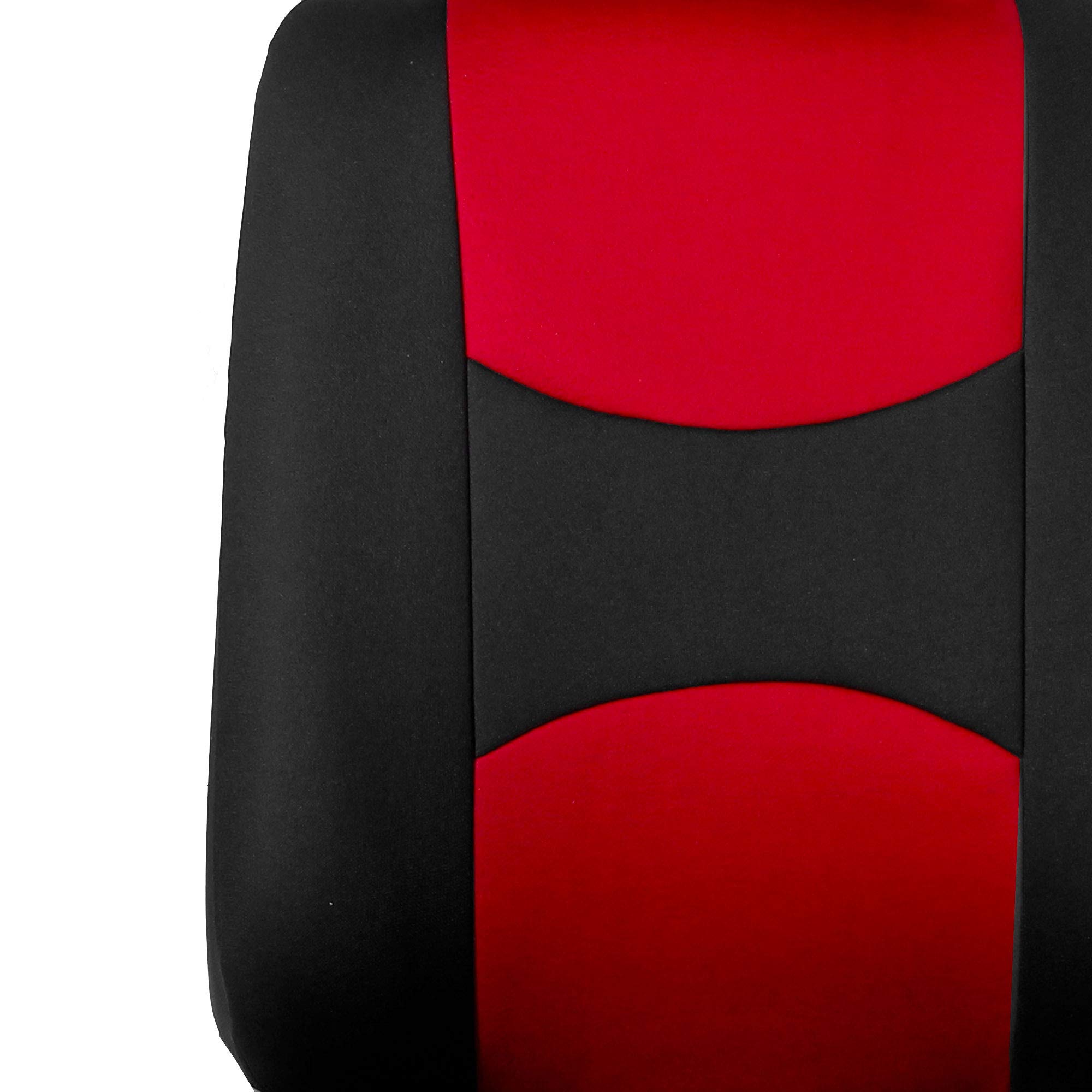 FH Group Universal Car Seat Covers - Full Set Red Flat Cloth for Vans, Trucks & SUVs - Durable Interior Protection