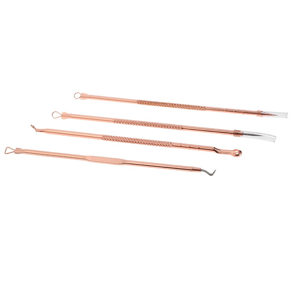4Pcs Stainless Steel Acne Needle Set - Double-Ended Pimple & Blackhead Remover Tool for Facial Cleaning | Professional Comedone Extractor Kit for Skin Care & Blemish Treatment at Home or Salon Use
