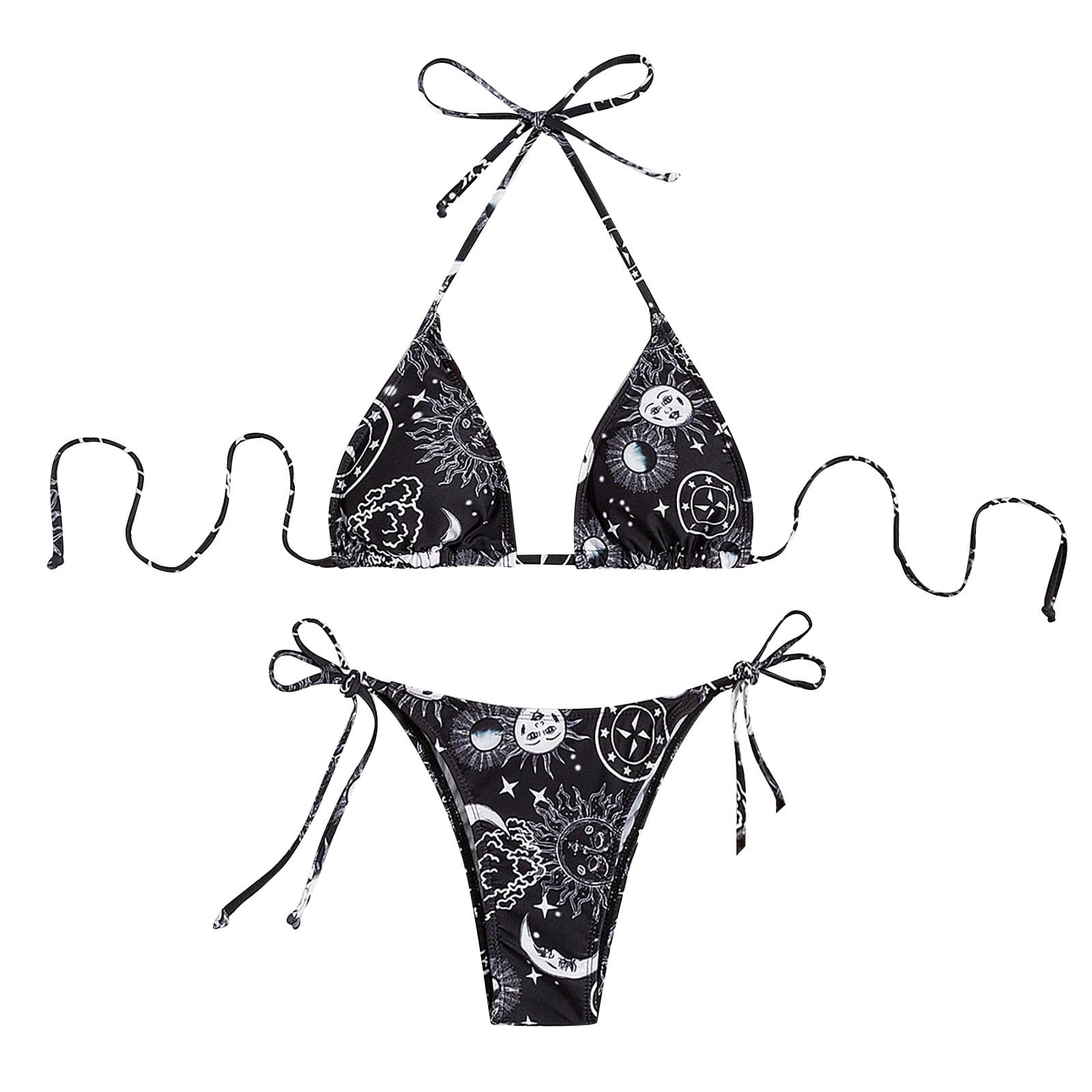 Sexy Women's Printed Bikini Swimsuit Set - High Waisted Split Beach Swimwear for Summer, Vacations & Pool Parties