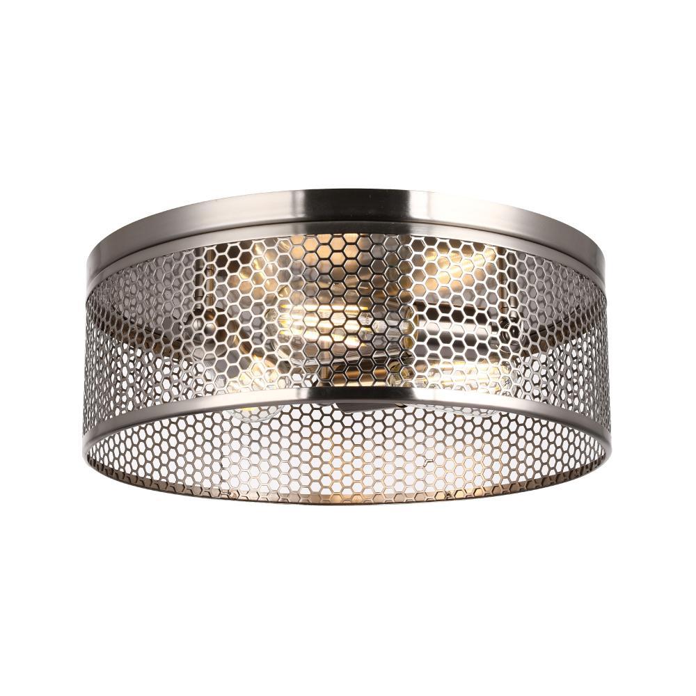 3-Light Cage Style Flush Mount Ceiling Light - Drum Shaped Fixture with E26 Base - UL Listed & 3-Year Warranty - Perfect for Bedroom, Kitchen, Hallway, and Office Lighting