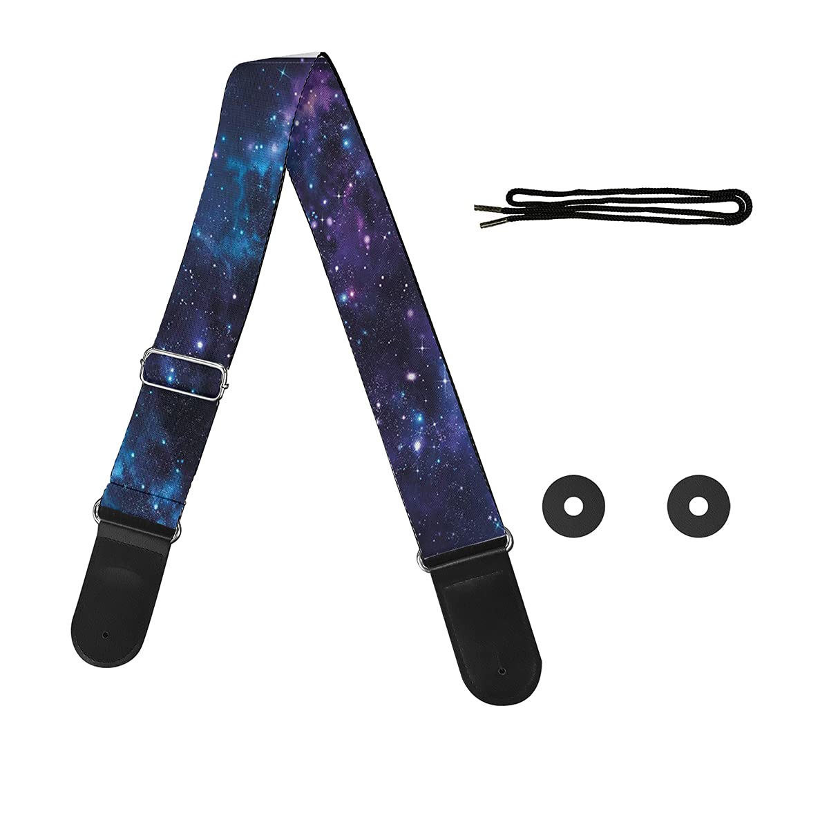 Daulesho Adjustable Guitar Strap with Strap Locks - Premium Leather Ends & Durable Polyester - Compatible with Bass, Electric & Acoustic Guitars - Perfect for Live Performances, Studio Sessions & Practice