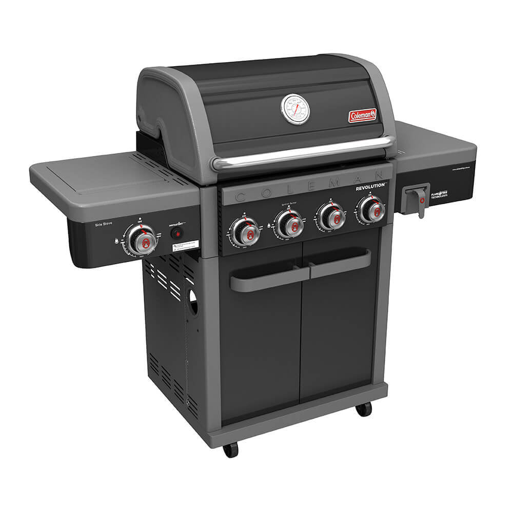 Coleman Revolution 4-Burner Propane Gas Grill with Side Burner - Black Gloss Finish | Outdoor Camping, Backyard BBQ & Tailgating Grill for Family Gatherings
