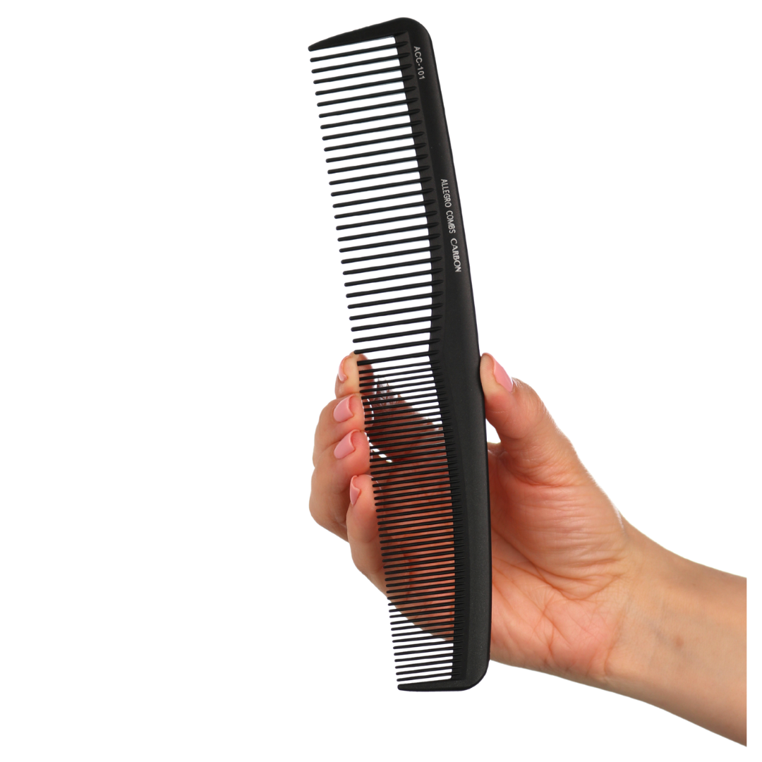 Allegro Carbon Fiber Hair Combs - Professional Heat Resistant & Anti Static Styling Comb for Hairdressers | Perfect for Sectioning, Teasing & Salon Styling
