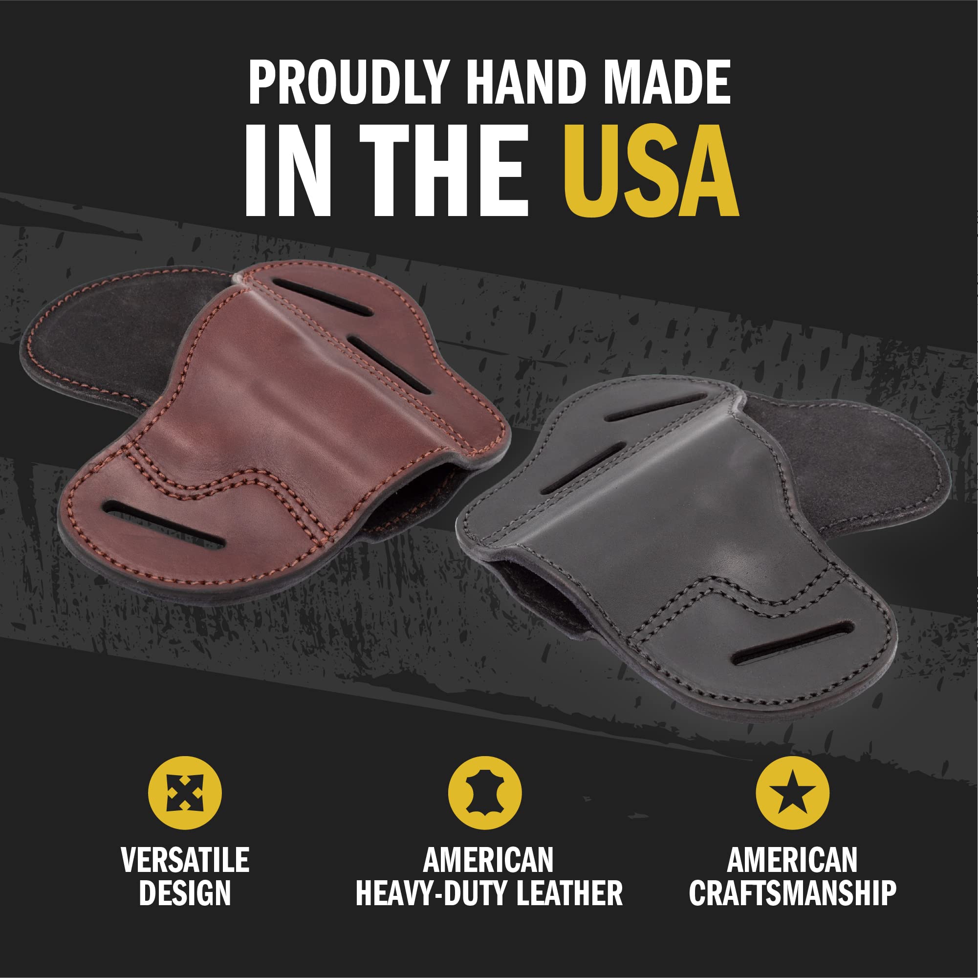 Relentless Tactical Premium Leather Gun Holster for 1911 Handguns - 3 Slot Pancake Style Belt Holster | Handcrafted in USA | Perfect for Concealed Carry, Range Training & Outdoor Activities
