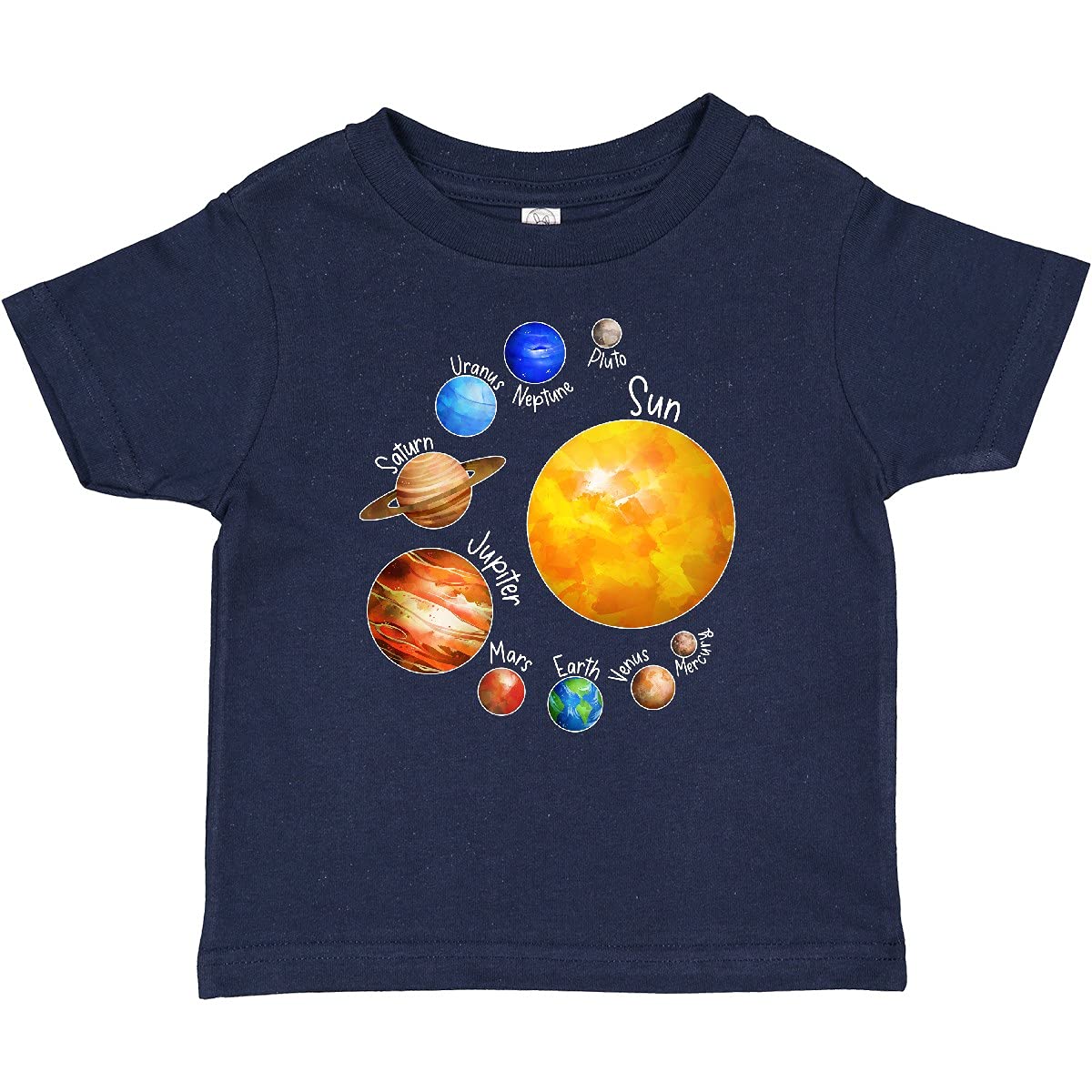 Inktastic Sun and Planets - Yes, and Pluto Baby T-Shirt | Cute Astronomy Graphic Tee for Toddlers | Perfect for Space-Themed Birthday Parties & Science Lovers