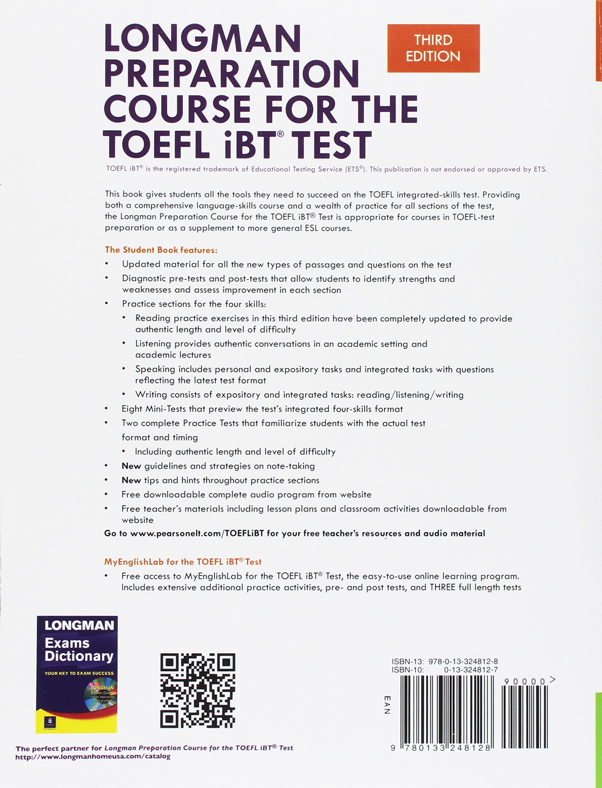 Longman TOEFL iBT Test Preparation Course Book with Answer Key - Complete Study Guide for English Proficiency Exam | Perfect for Self-Study, Classroom Use & Test Prep