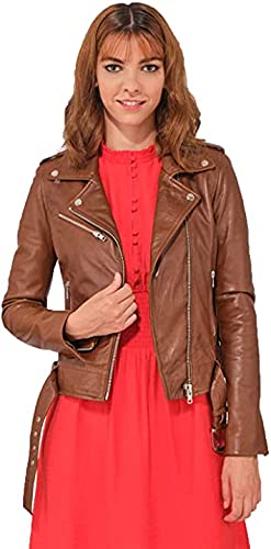 Azrah Traders Women's Genuine Leather Jacket - Winter Motorcycle Bomber Biker Jacket for Riding & Racing | Stylish Outerwear for Casual Wear, Night Out, and Motorcycle Enthusiasts