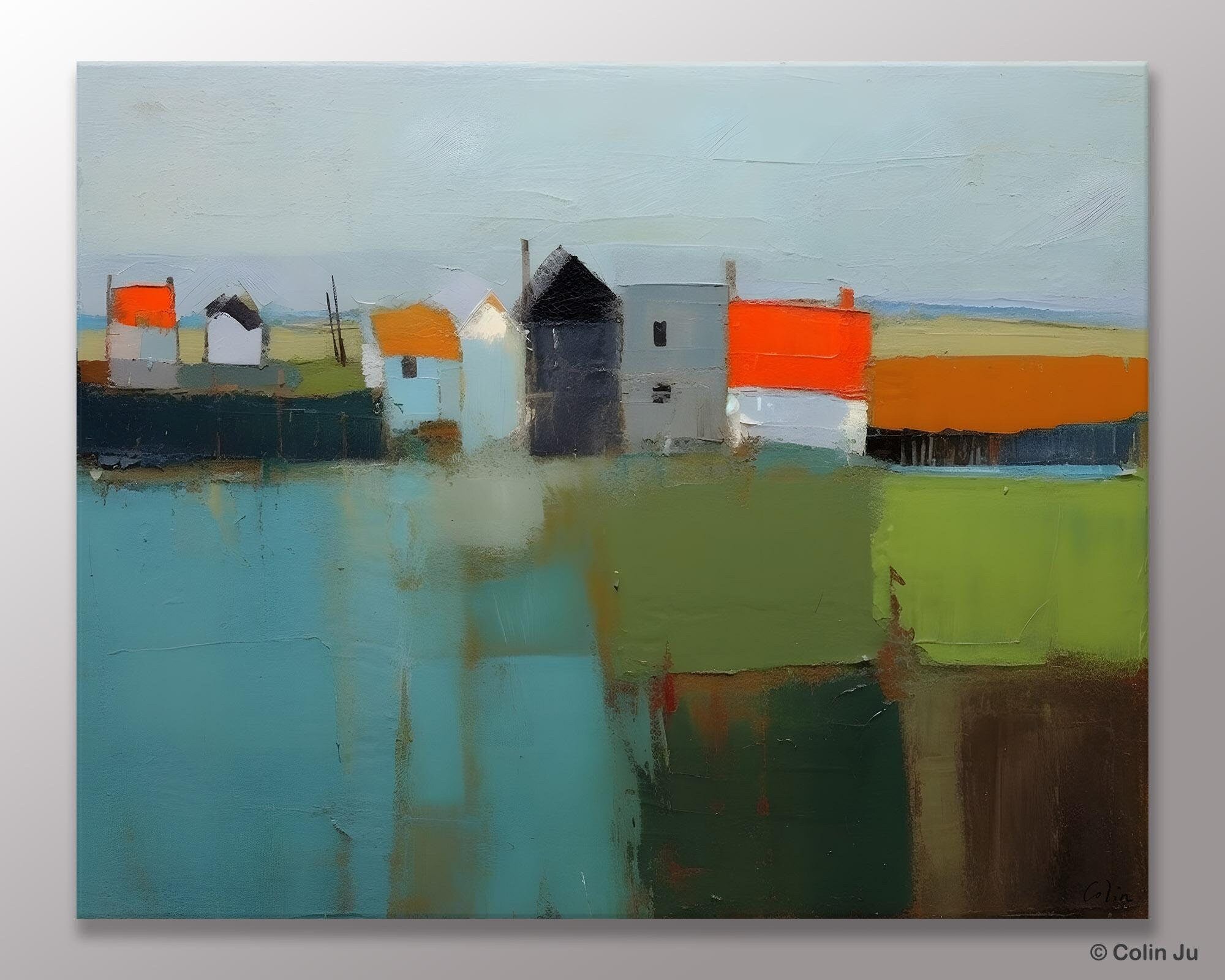 Extra Large Abstract Landscape Canvas Painting - Handmade Original Wall Art for Living Room, Bedroom & Office Decor | Modern Acrylic Artwork for Home & Office Interior Design