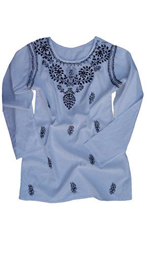 Black Embroidery on White Tunic