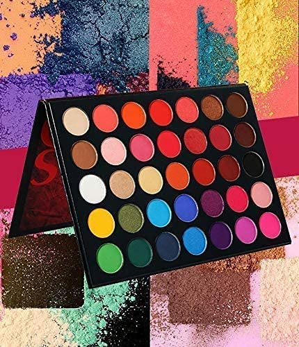 Beggie Long-Lasting Matte Lipstick Set for Women (5-in-1) + 36-Hour Waterproof Eyeliner Pen + Makeup Sponge Blender + High-Pigment Glazed Eyeshadow Palette (35 Colors) - Perfect for Daily Makeup, Party Looks & Professional Makeup Artists