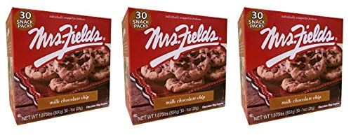 Mrs Fields Milk Chocolate Chip Cookies 1oz (30 Count) - 3 Pack Bulk Snacks for Office, School & Party Treats | Individually Wrapped Bite-Sized Cookies