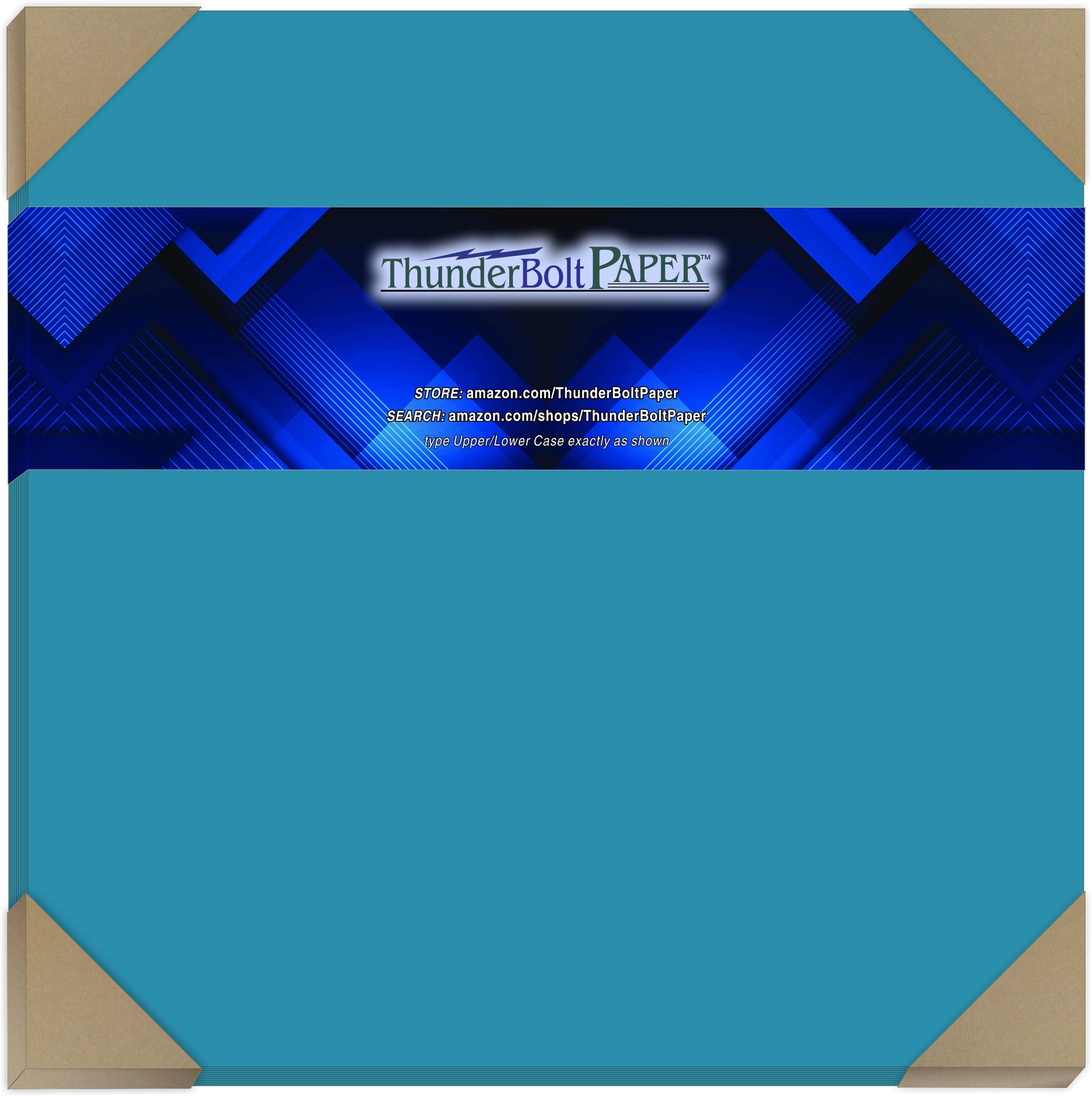 25 Bright Aqua Blue Cardstock Sheets - 65lb Cover Paper (12