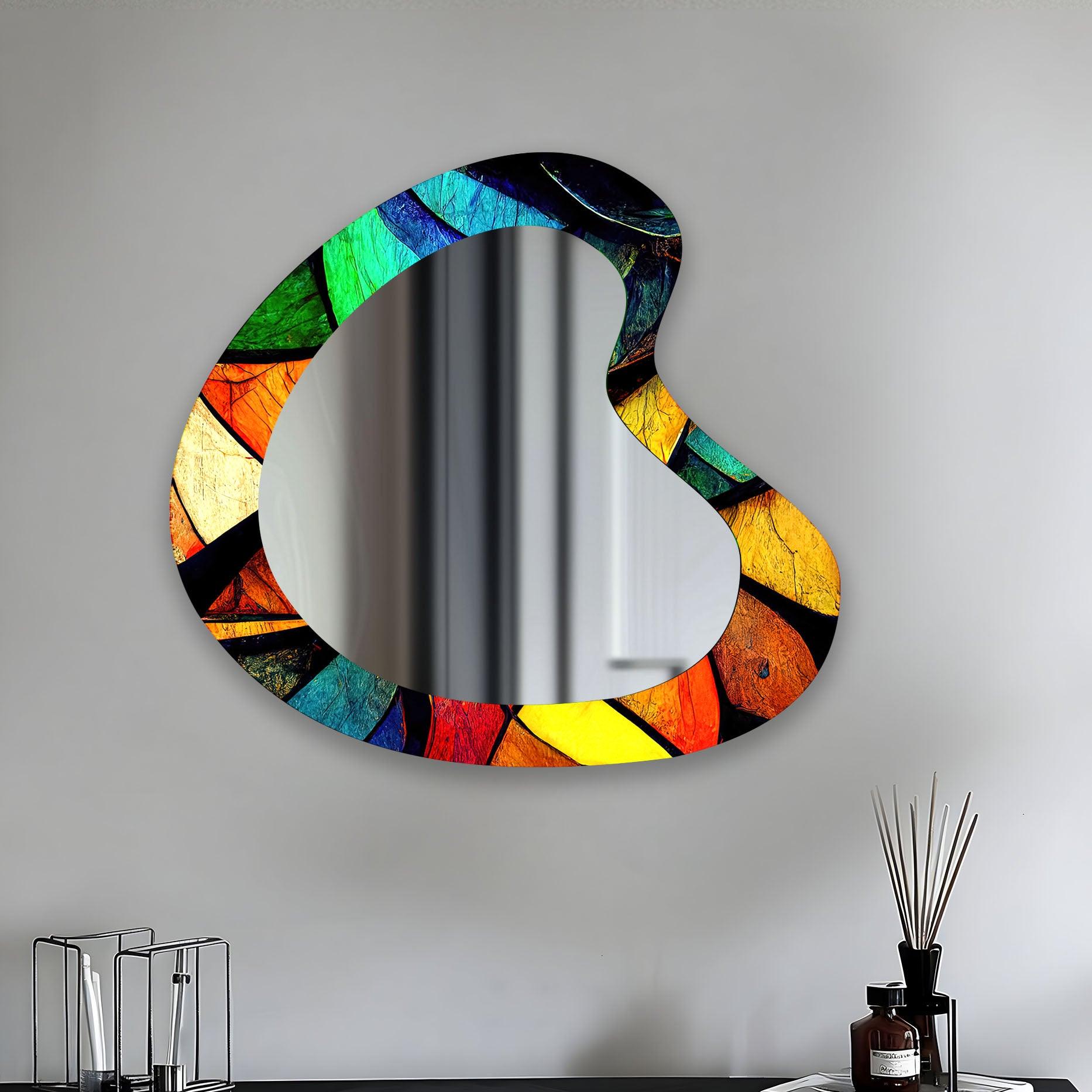 Stylish Modern Asymmetrical Wall Mirror - Unique Decorative Home Accent for Living Room, Bedroom & Entryway Decor