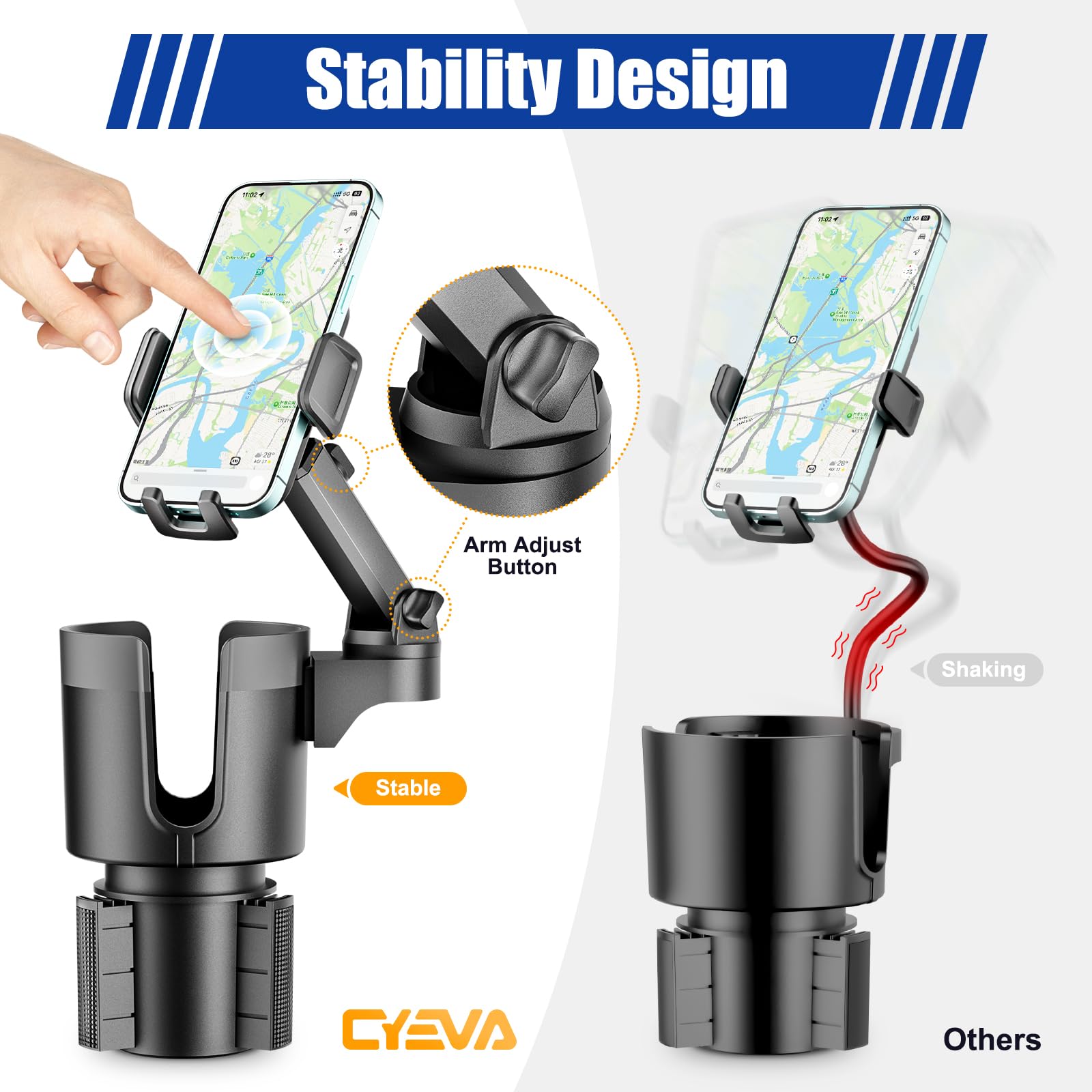360° Rotating Car Cup Holder Phone Mount for 4-7