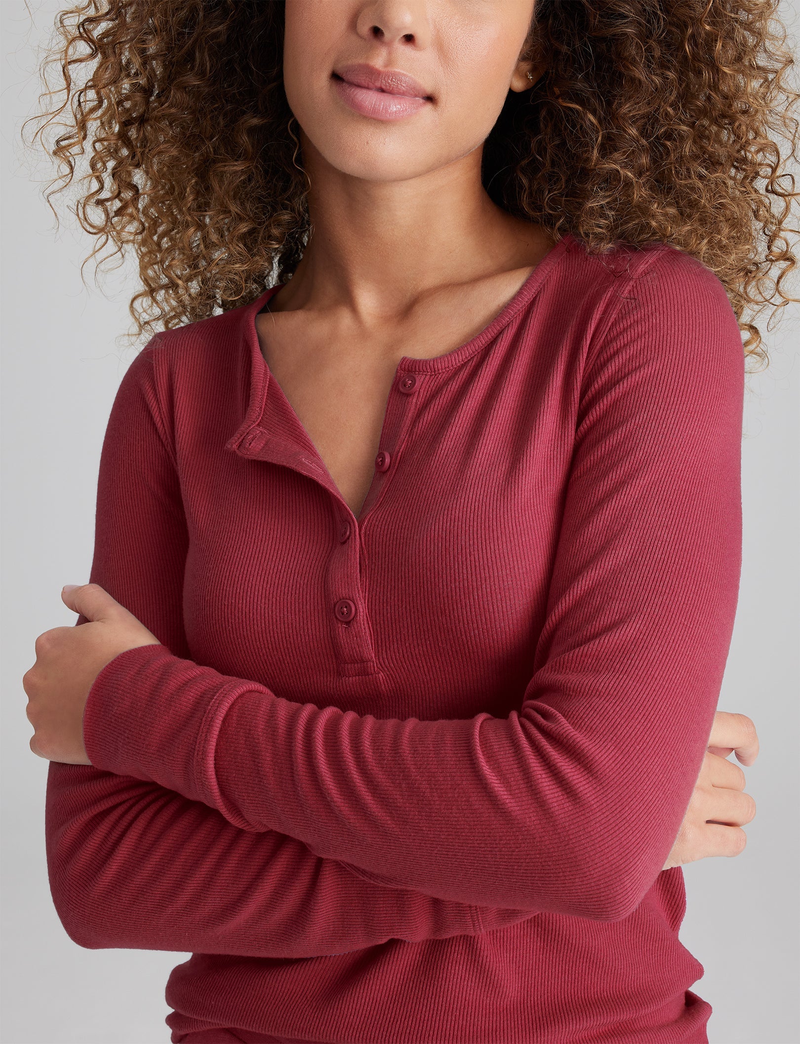 Women's Casual Henley Top - Soft Long Sleeve Button Down Shirt for Relaxing at Home, Lounging & Weekend Outfits