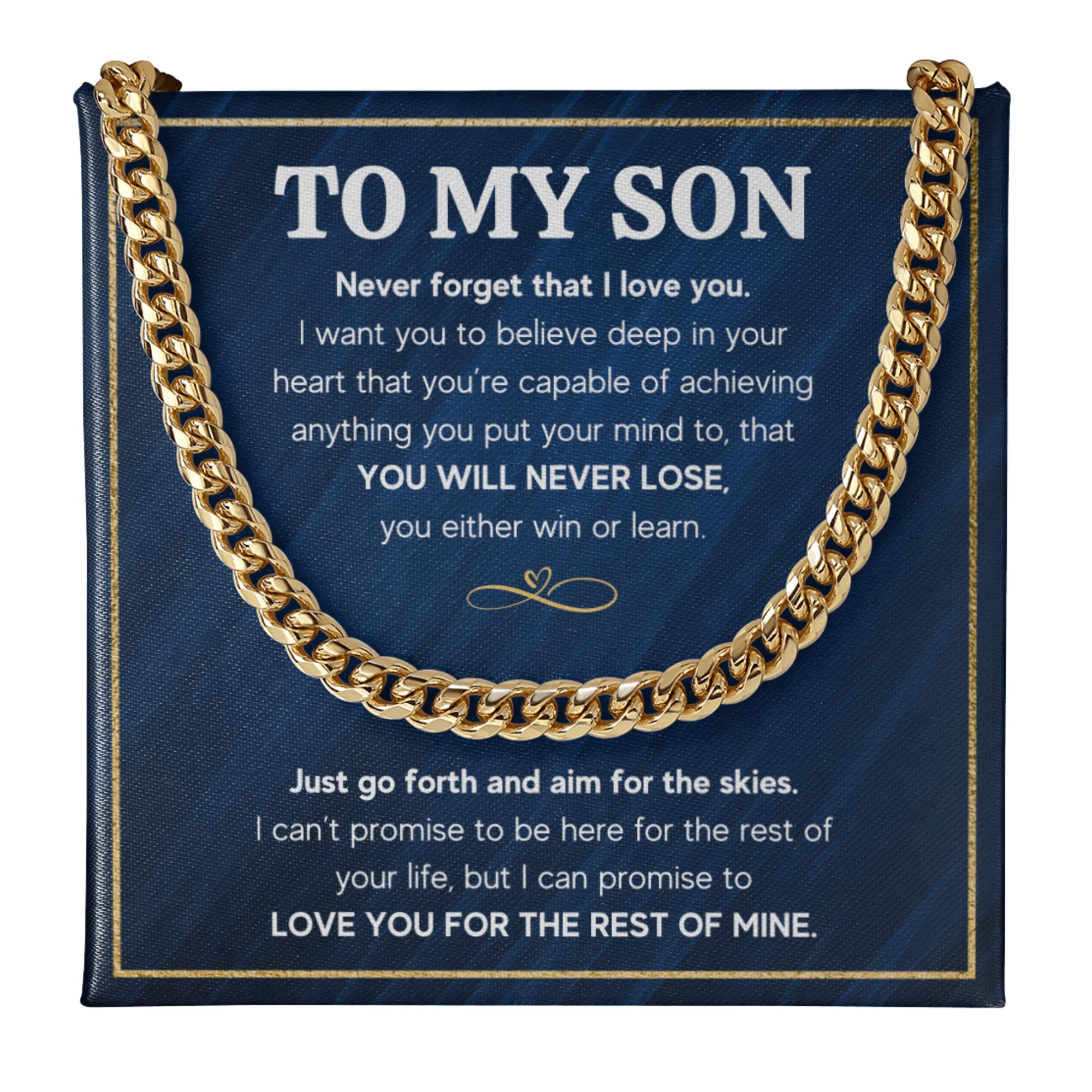 Mom & Son Necklace Gift - Cuban Link Chain for Birthday, Graduation, Christmas - Family Jewelry Present